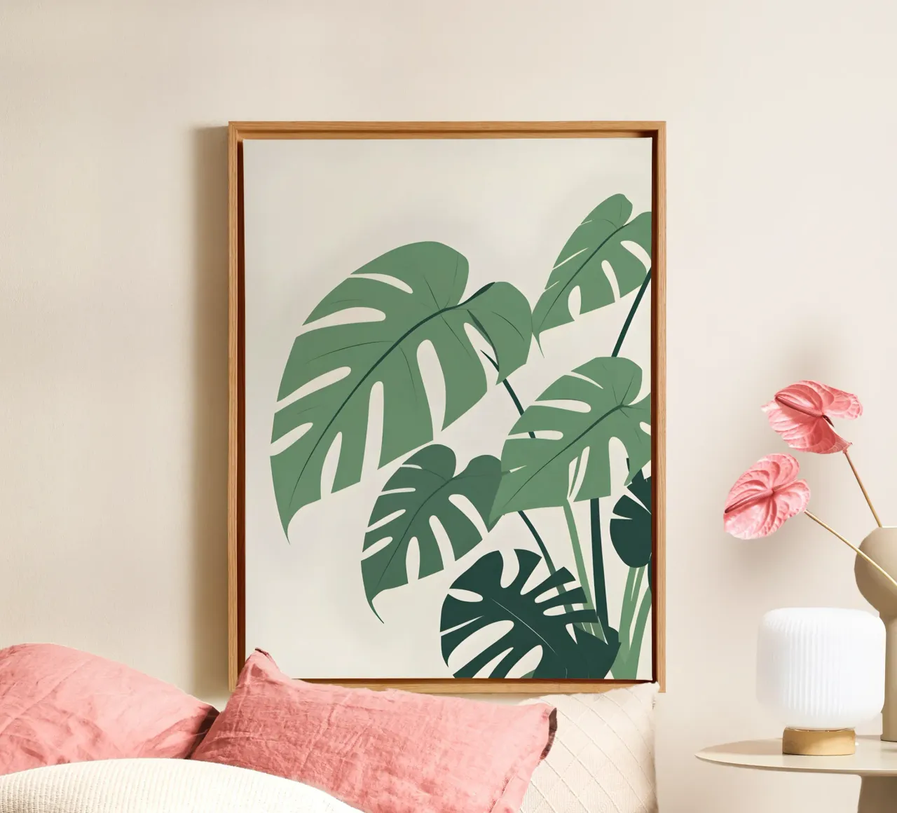 Spaltblättriger Philodendron Leinwand mit Schattenfugenrahmen von The Green Room