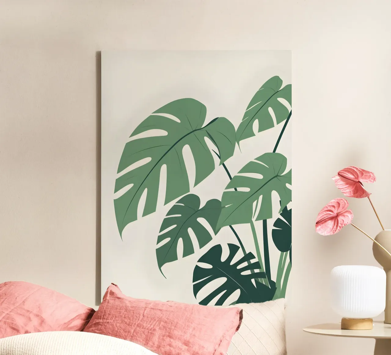 Spaltblättriger Philodendron Leinwand mit Schattenfugenrahmen von The Green Room