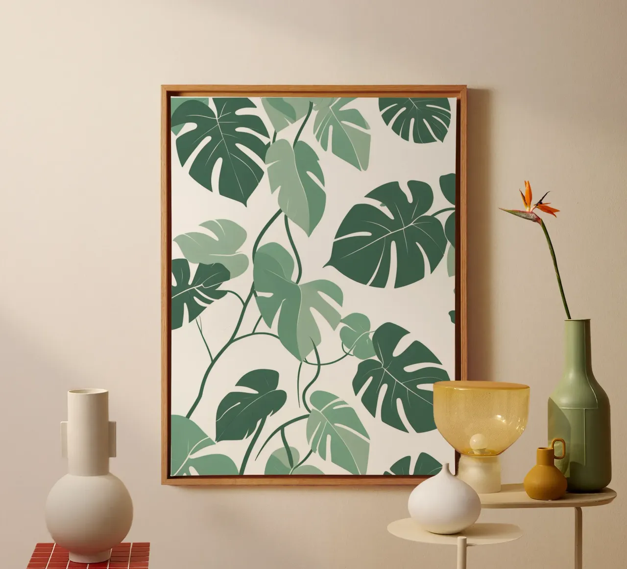 Split Leaf Philodendron canvas with Floater frame by The Green Room