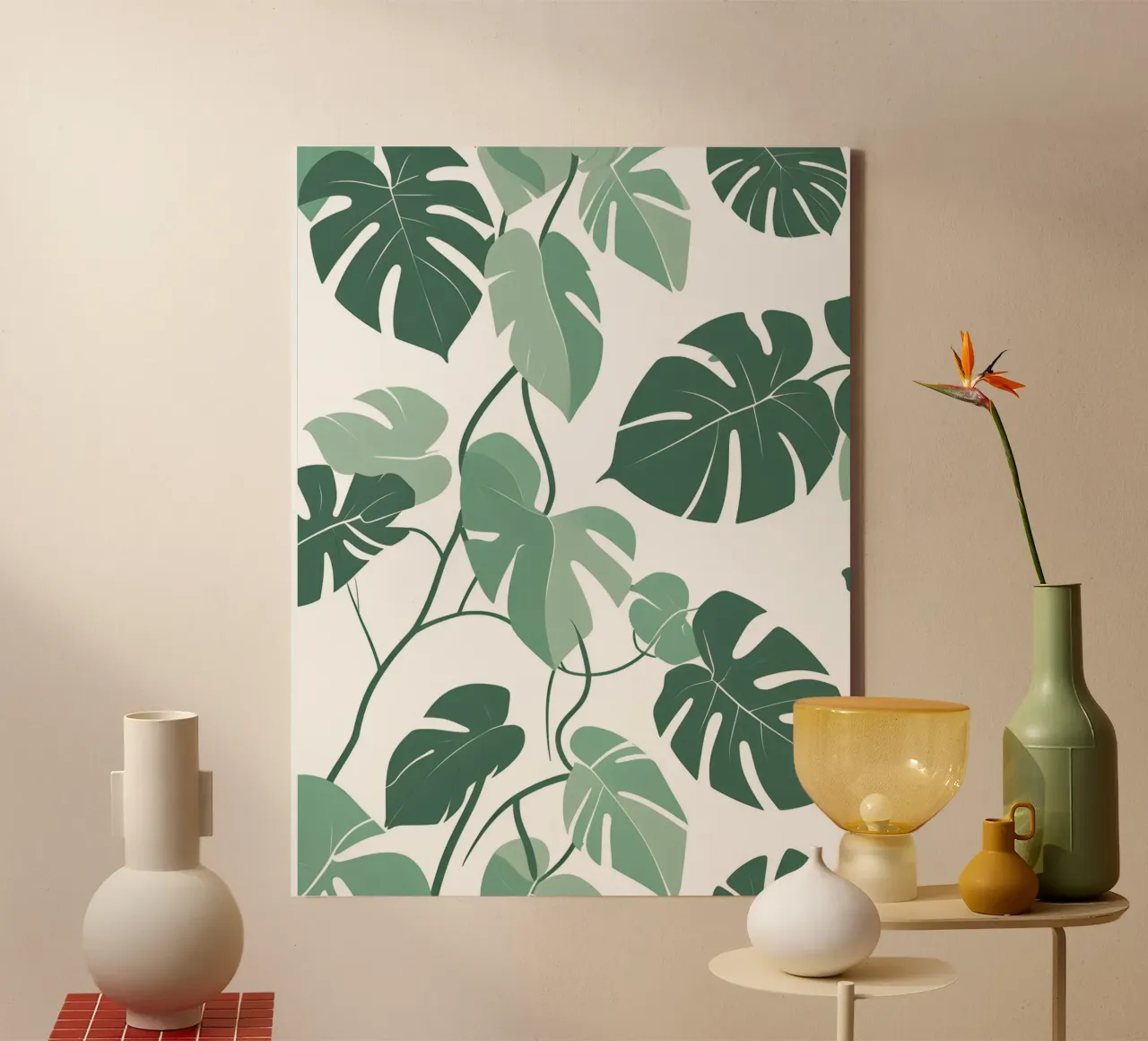Split Leaf Philodendron canvas with Floater frame by The Green Room