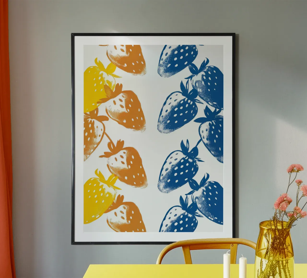 Fragola poster con telaio in legno da PREKETEWE
