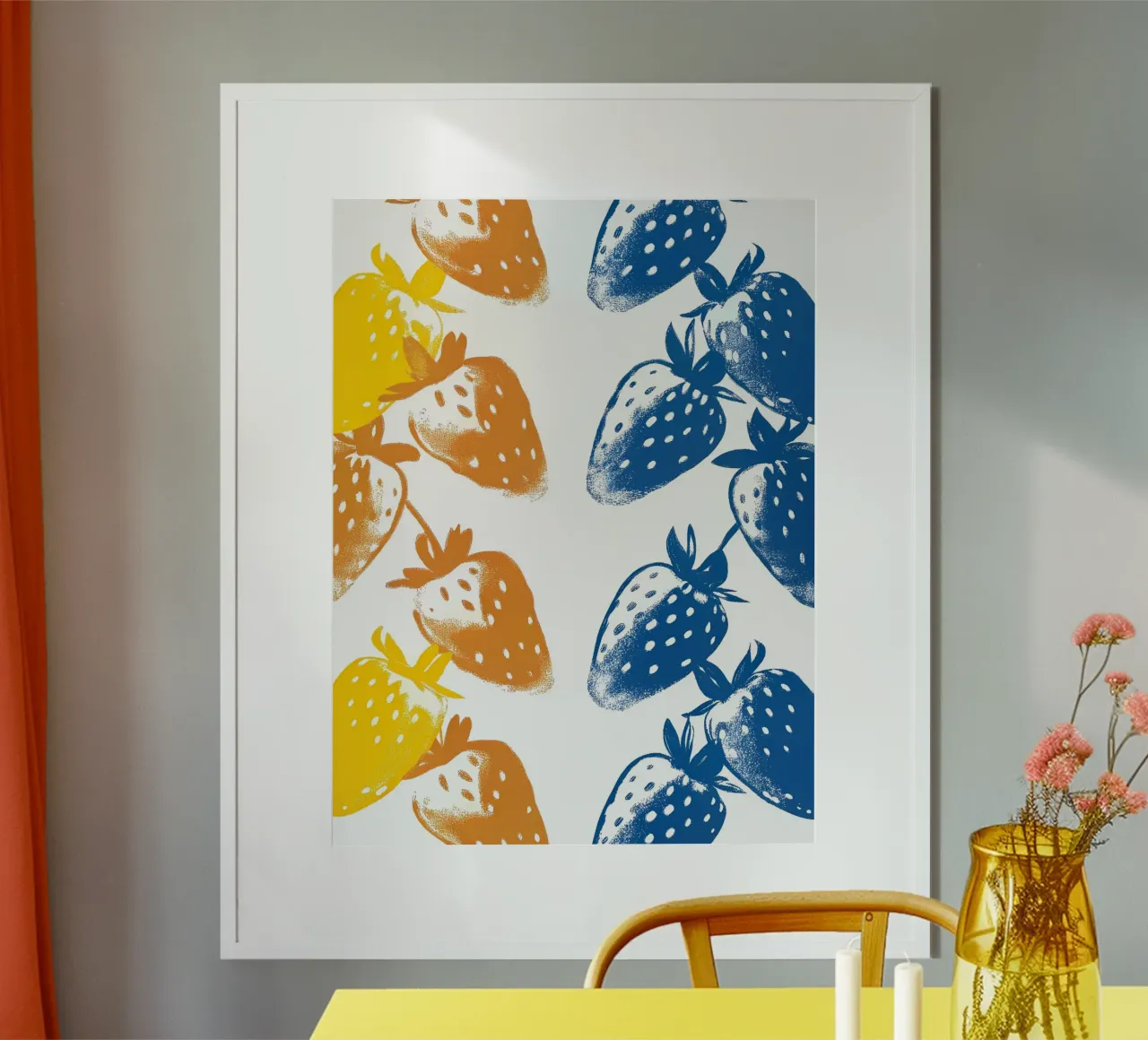 Fragola poster con telaio in legno da PREKETEWE