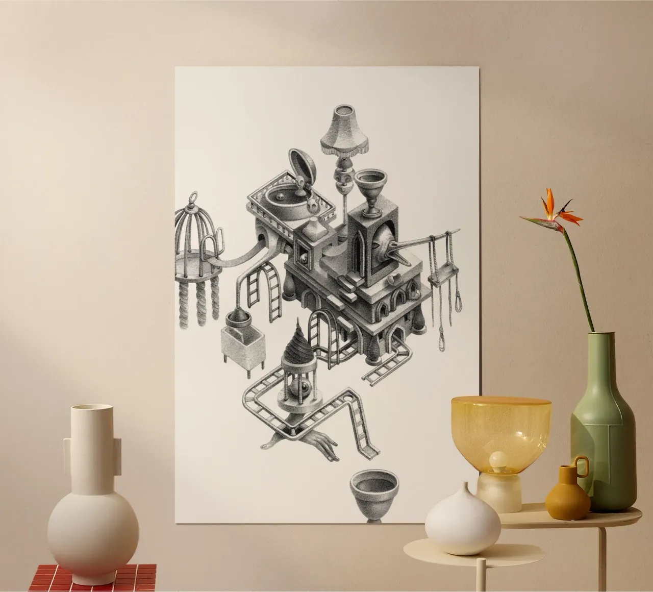 Dreamtropolis poster con telaio in plastica da Maria Vdovichenko