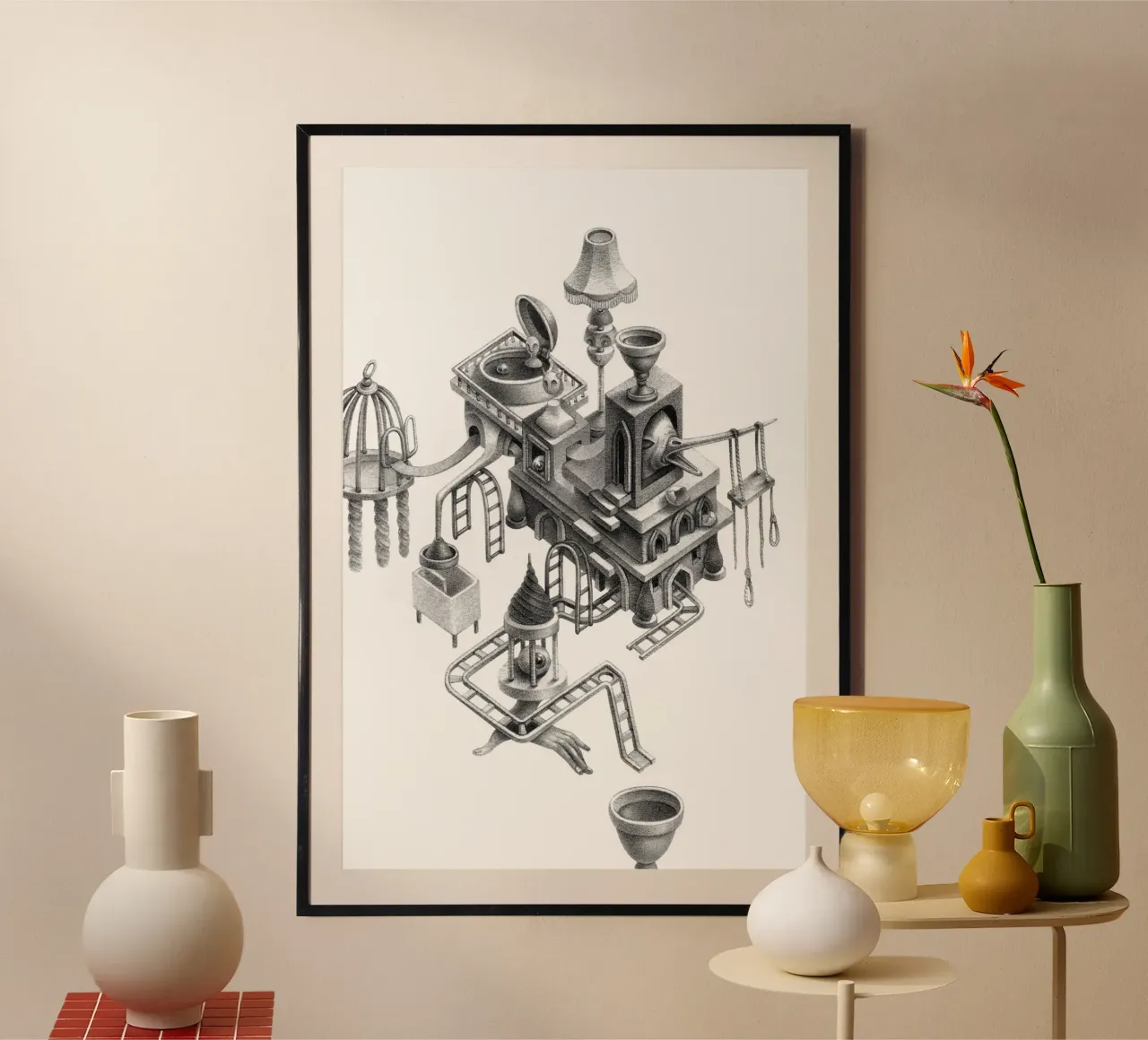 Dreamtropolis poster con telaio in plastica da Maria Vdovichenko