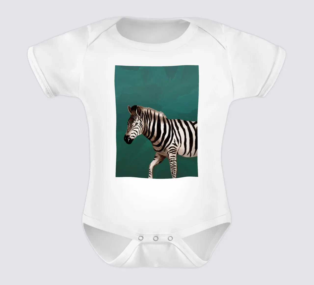 Smaragdgrüne Wandkunst, Zebra-Druck, Tier-Wandkunst Kurzarm Babybody von Boheme
