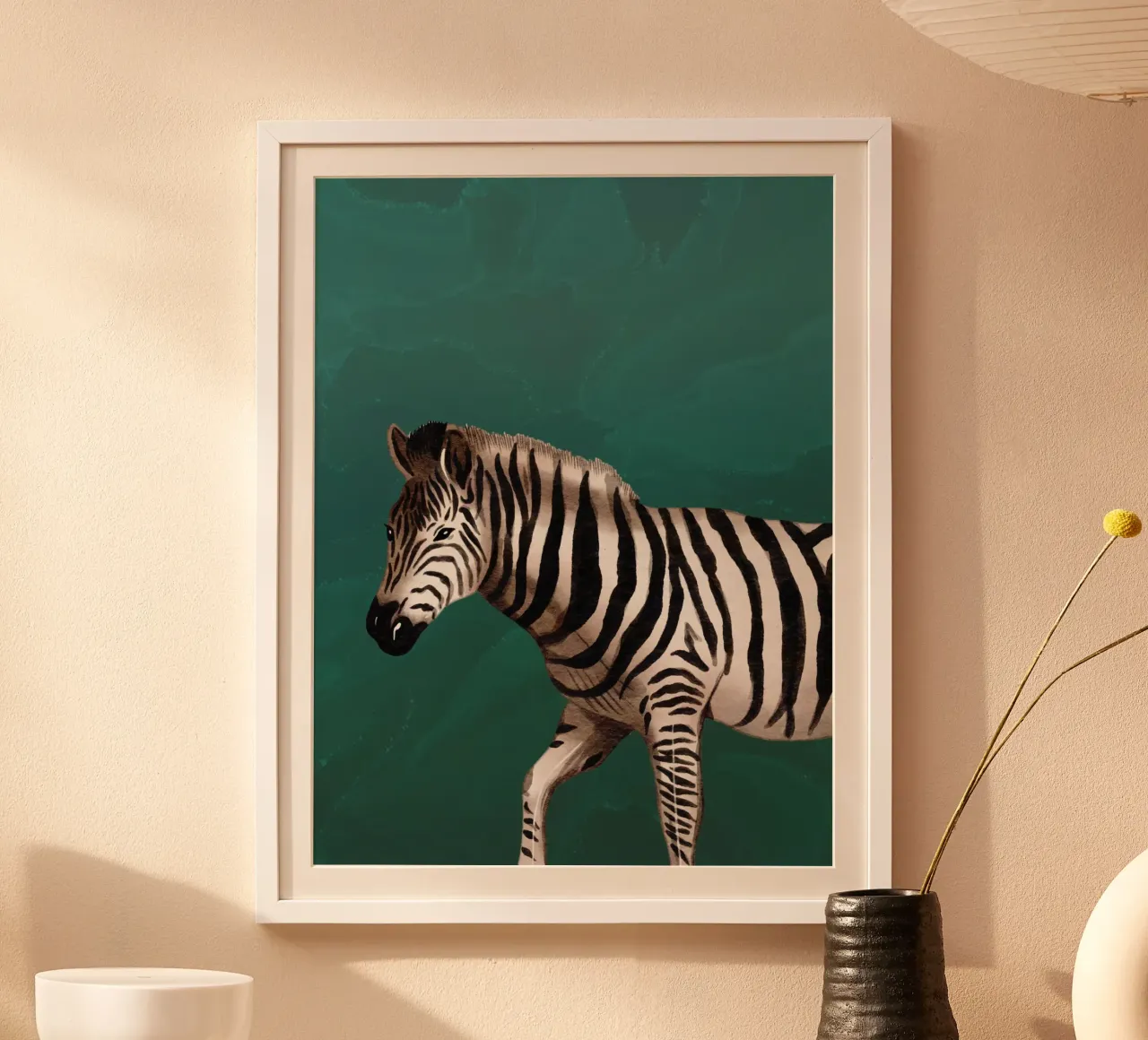 Smaragdgrüne Wandkunst, Zebra-Druck, Tier-Wandkunst Poster von Boheme