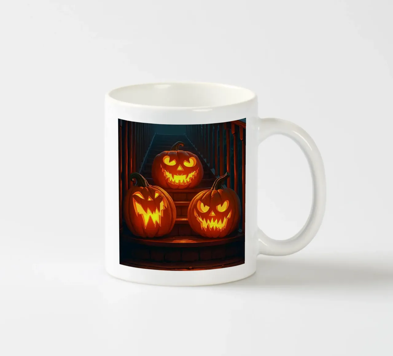 Halloween_tre zucche sulle scale_4 tazza in ceramica da Fantasie & Mystikwelten by LK
