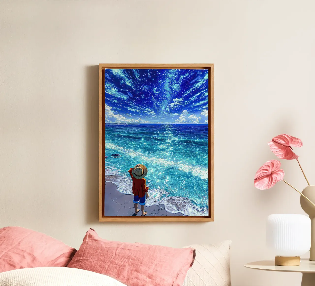 Luffy one piece canvas met Baklijst van posterindo