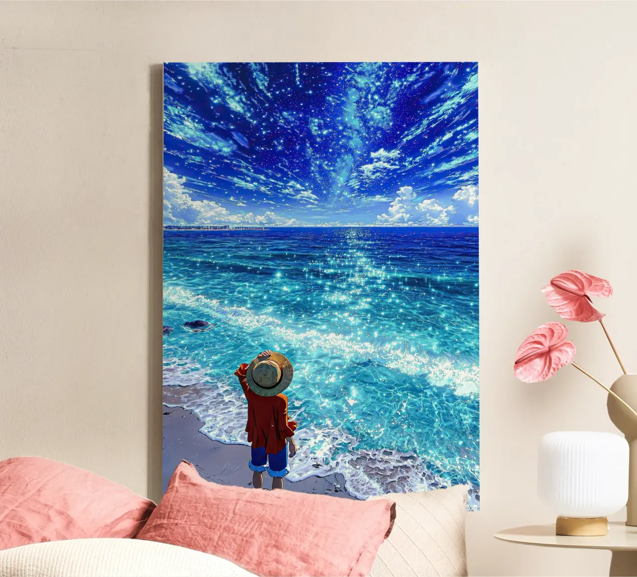 Luffy one piece canvas met Baklijst van posterindo