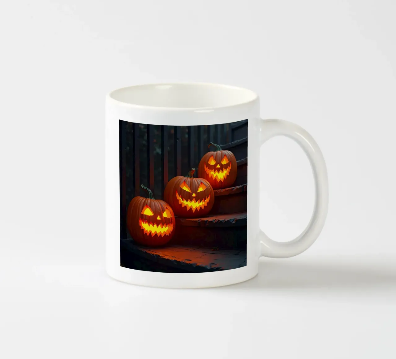 Halloween_tre zucche sulle scale_5 tazza in ceramica da Fantasie & Mystikwelten by LK