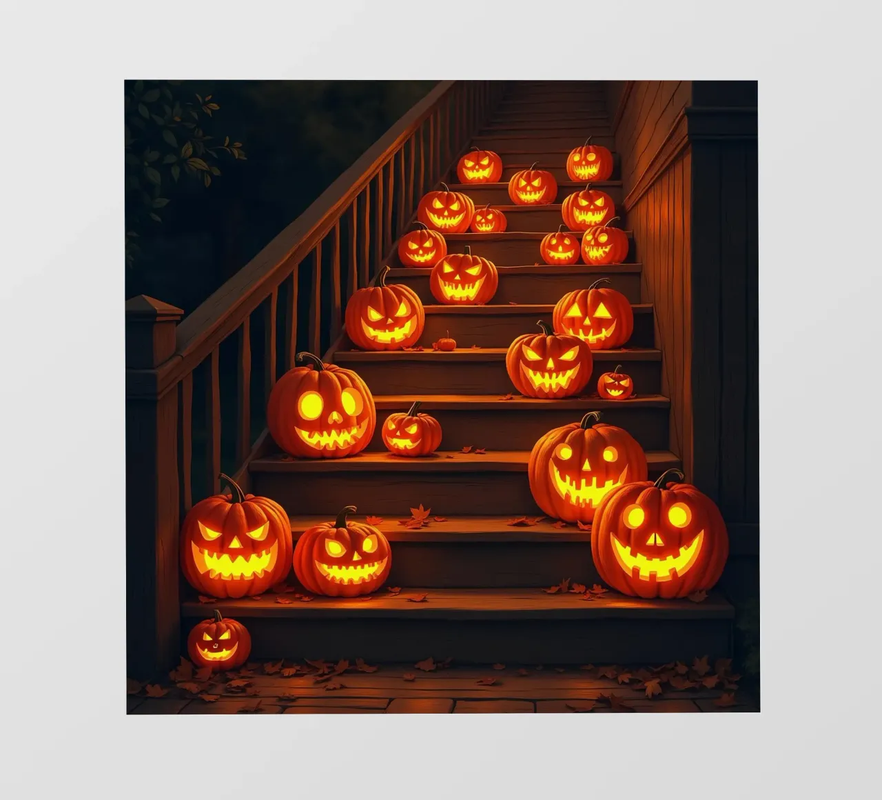 Halloween_zucche sulle scale_2 telo in pvc da Fantasie & Mystikwelten by LK