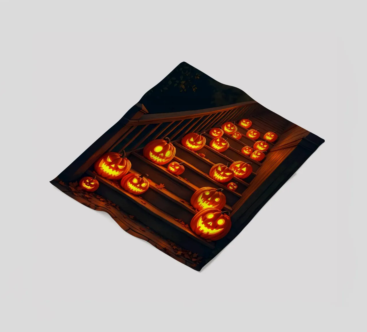 Halloween_zucche sulle scale_2 coperta in pile da Fantasie & Mystikwelten by LK