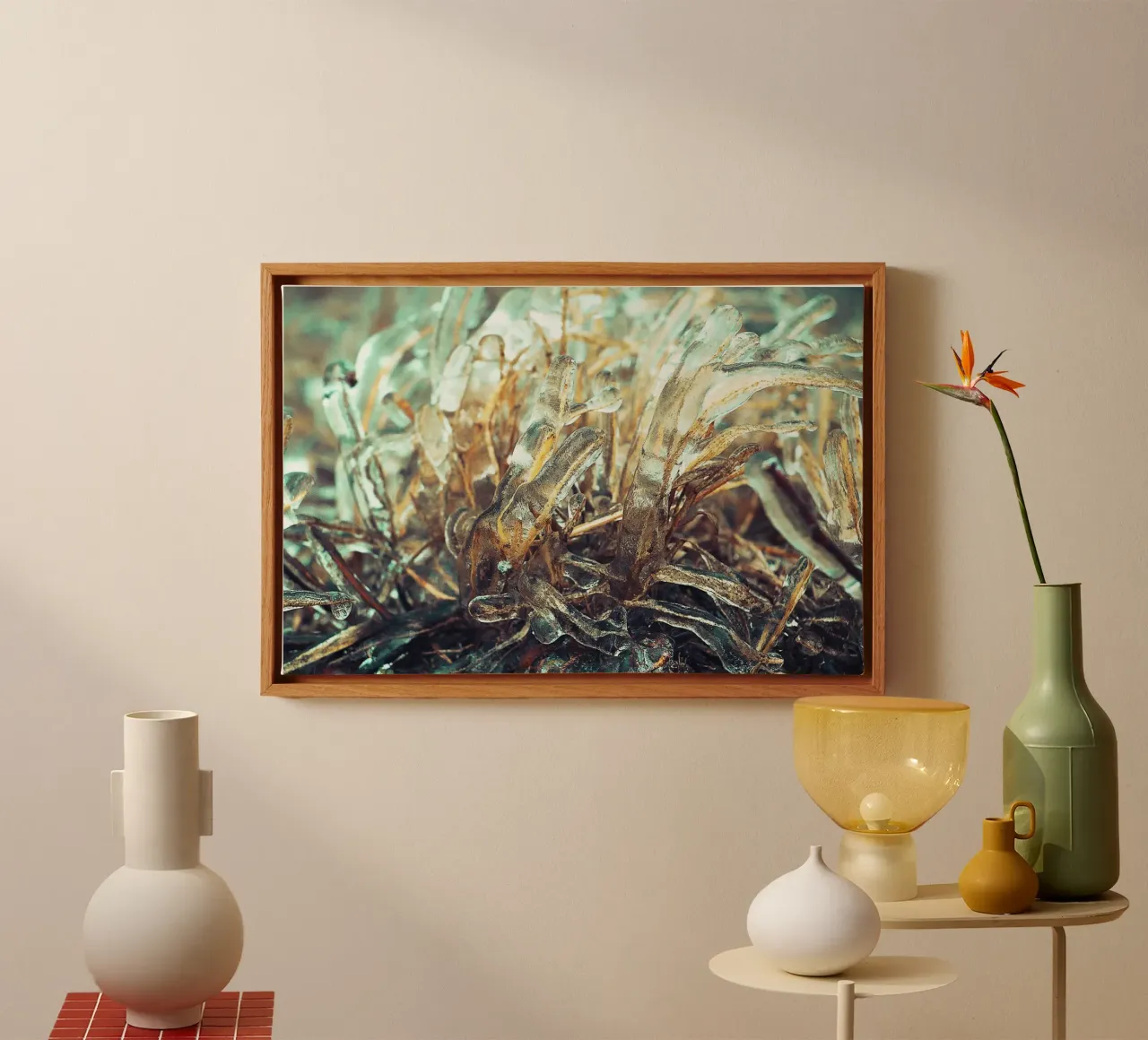 Frozen Grass – Abstract Winter Photography Print Leinwand mit Schattenfugenrahmen von jay
