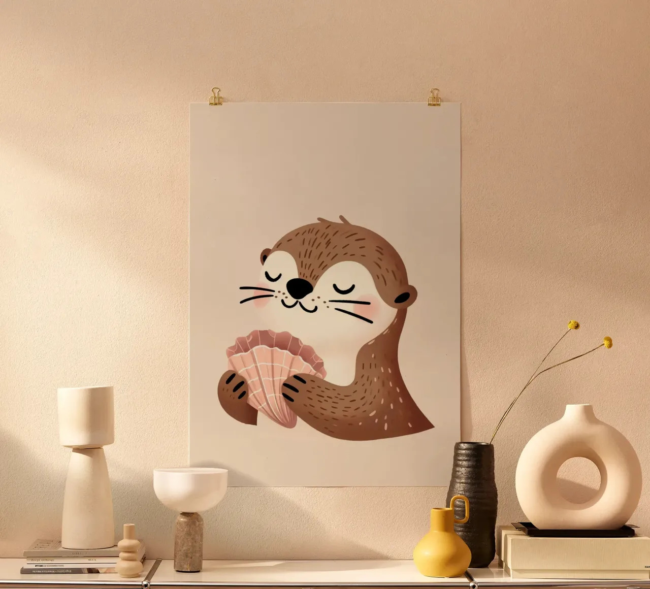 Stampa di una simpatica lontra, arte da parete per la cameretta, stampa per bambini poster da Little Lola