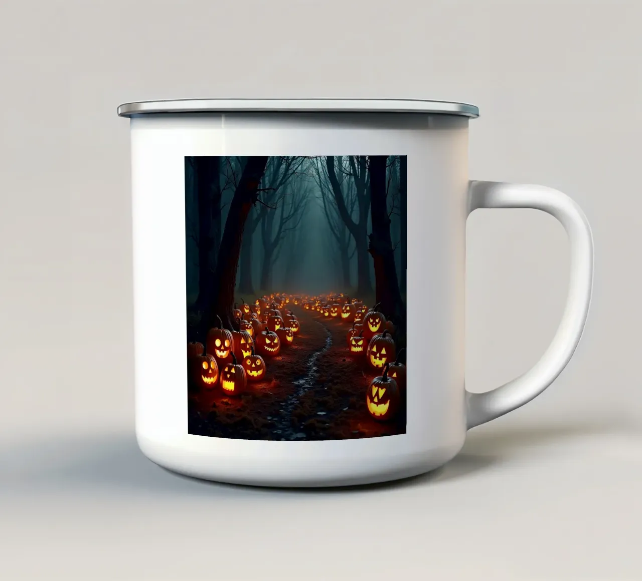 Halloween_zucche nel bosco_1 tazza in smalto da Fantasie & Mystikwelten by LK
