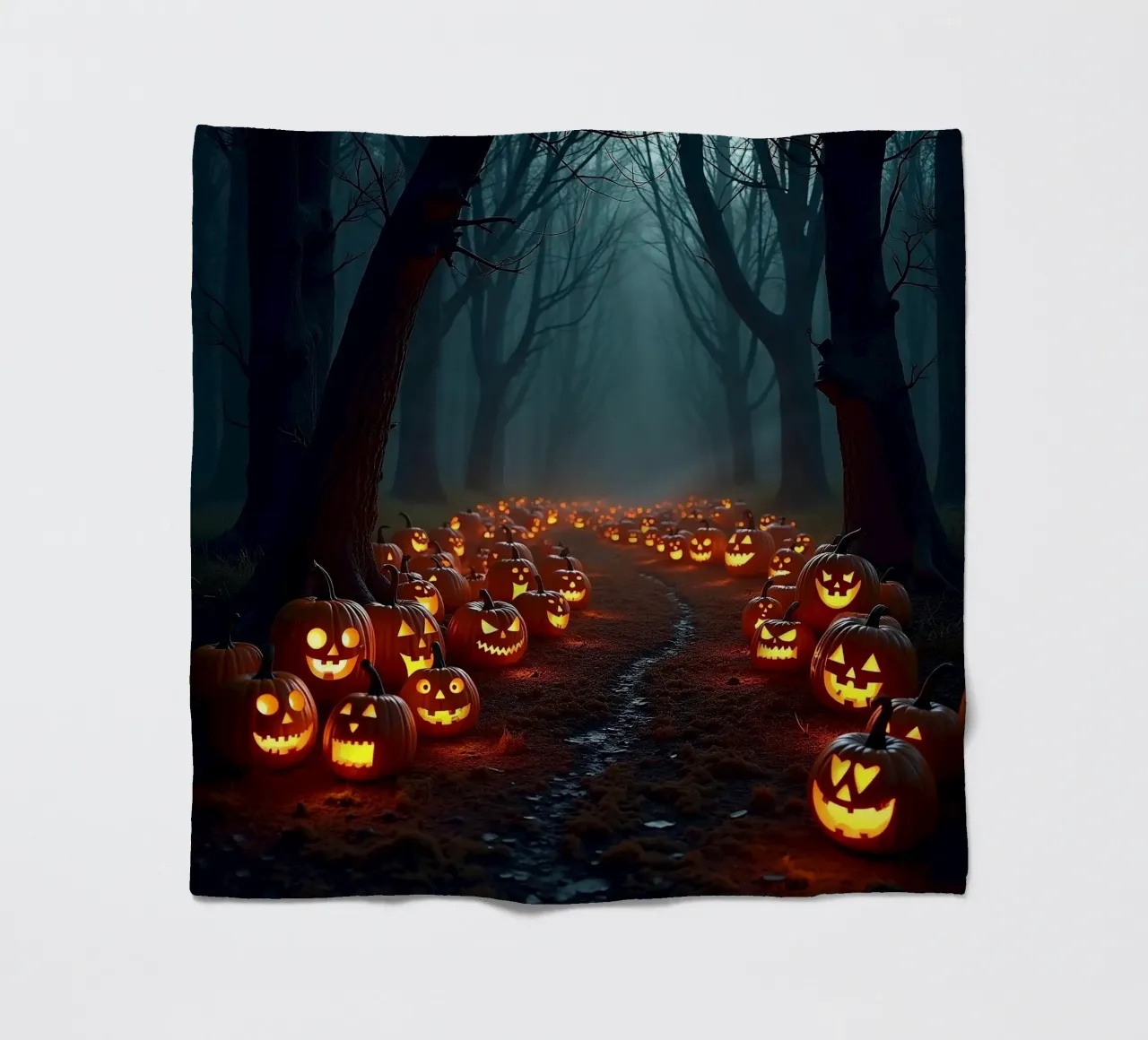 Halloween_zucche nel bosco_1 coperta in pile da Fantasie & Mystikwelten by LK