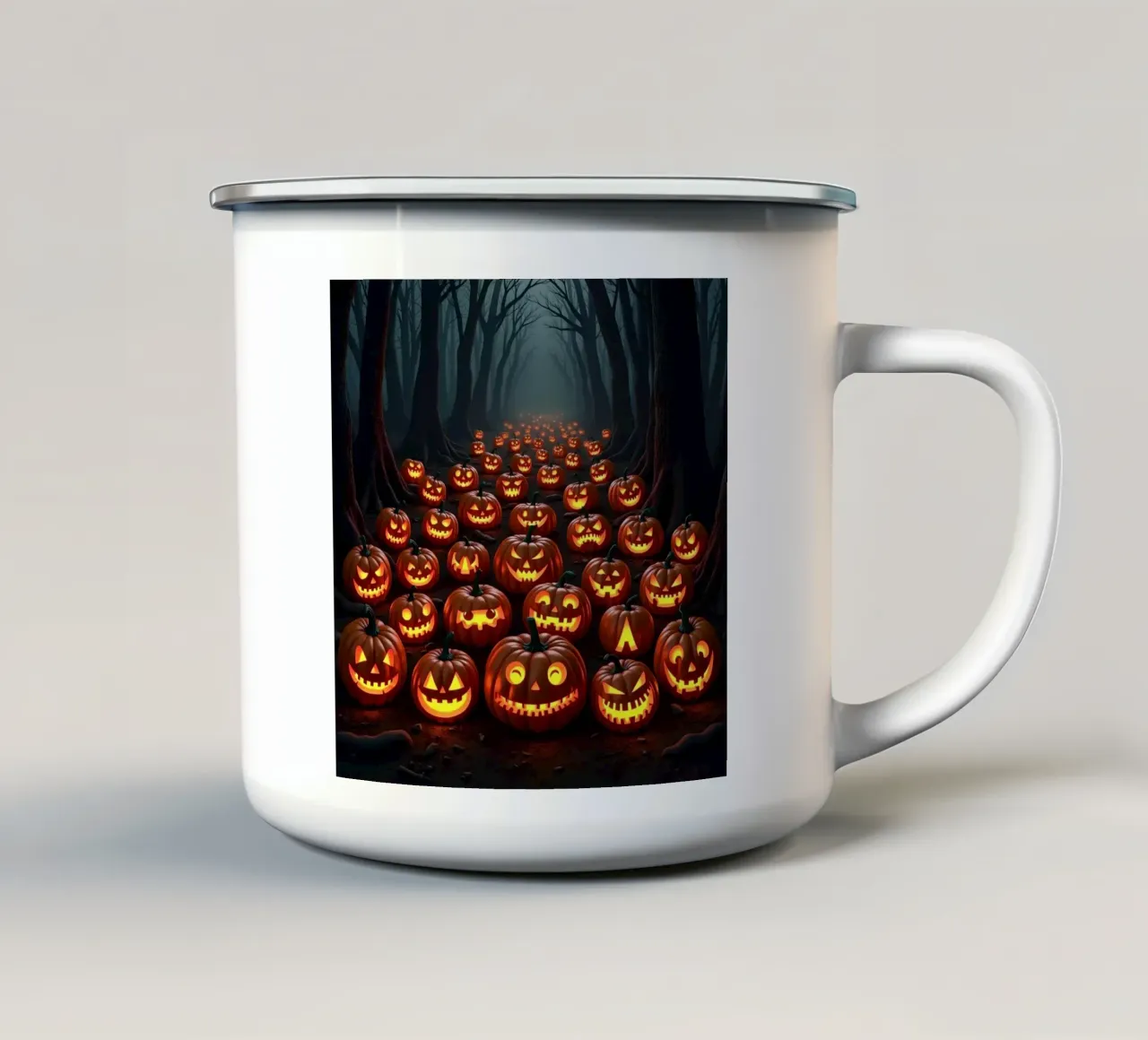 Halloween_zucche nel bosco_2 tazza in smalto da Fantasie & Mystikwelten by LK