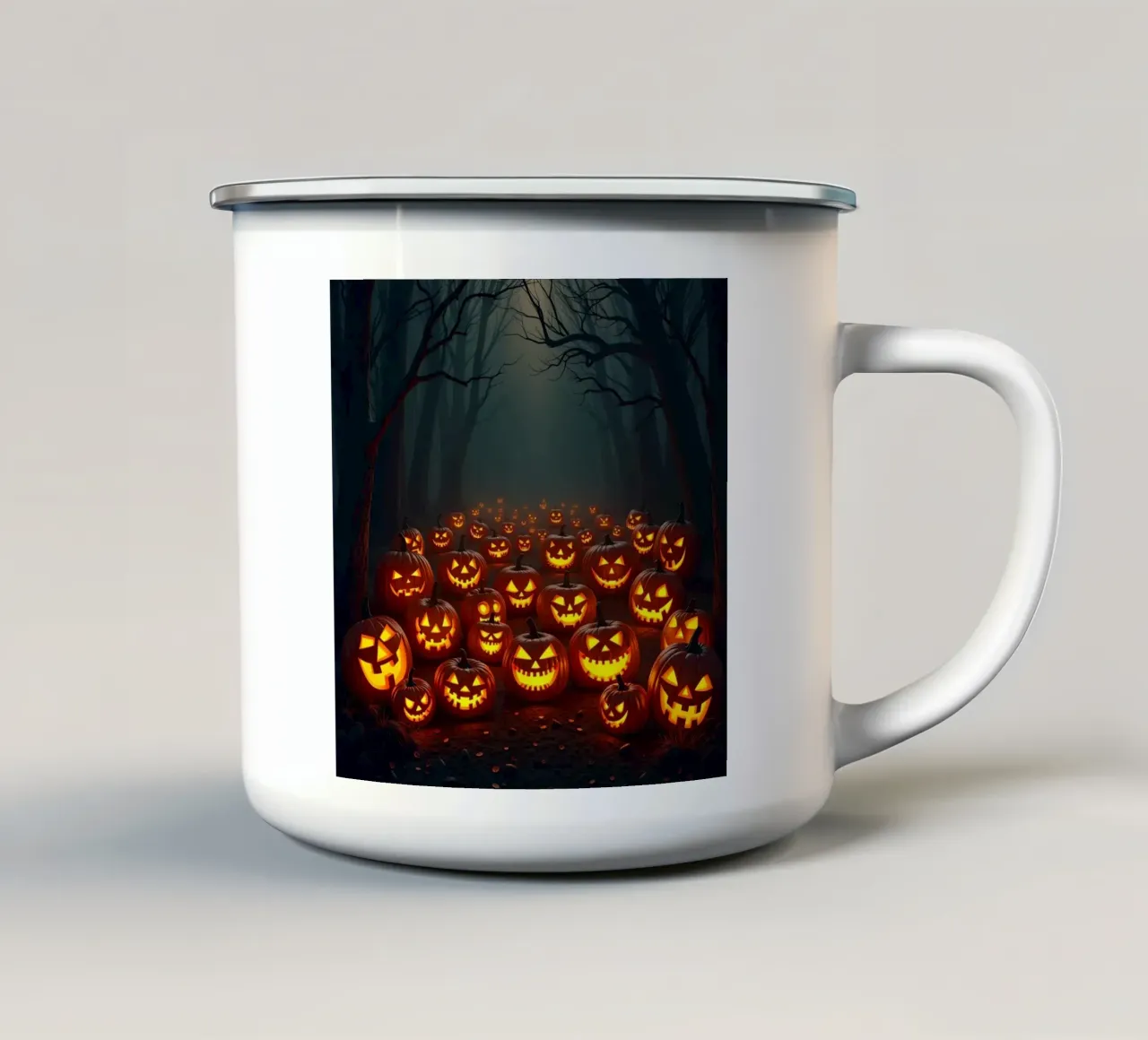 Halloween_zucche nel bosco_3 tazza in smalto da Fantasie & Mystikwelten by LK