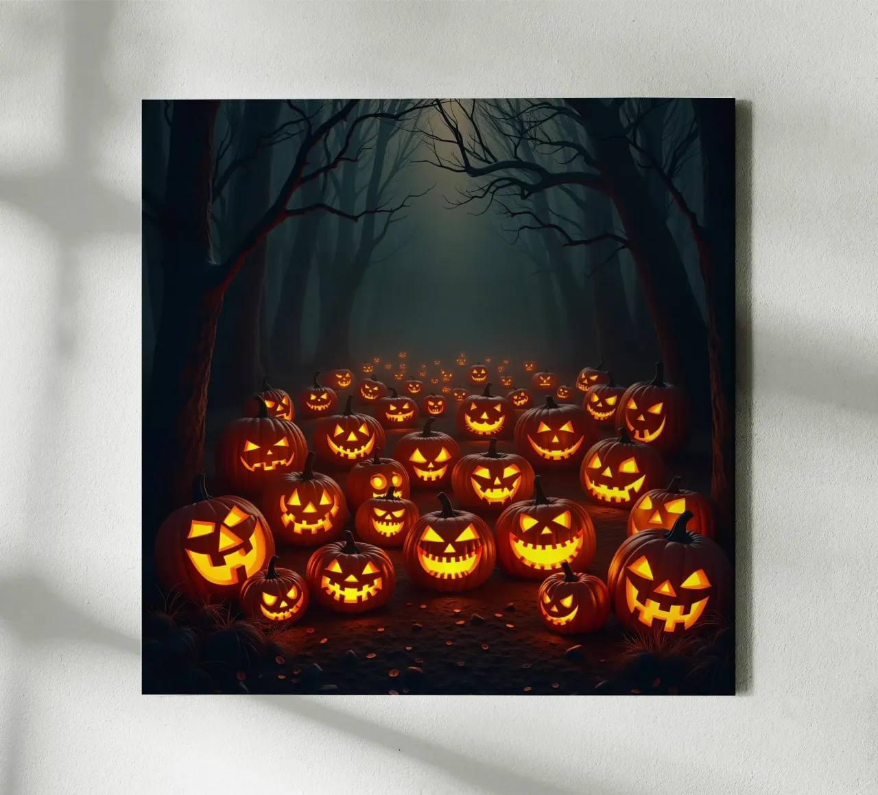 Halloween_zucche nel bosco_3 tela con Cornice a cassetta da Fantasie & Mystikwelten by LK