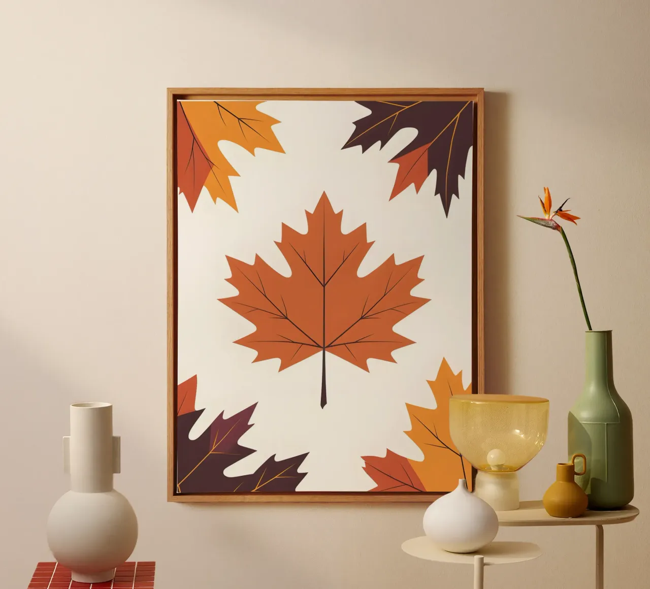 Autumn Maple Leaf canvas with Floater frame by The Green Room
