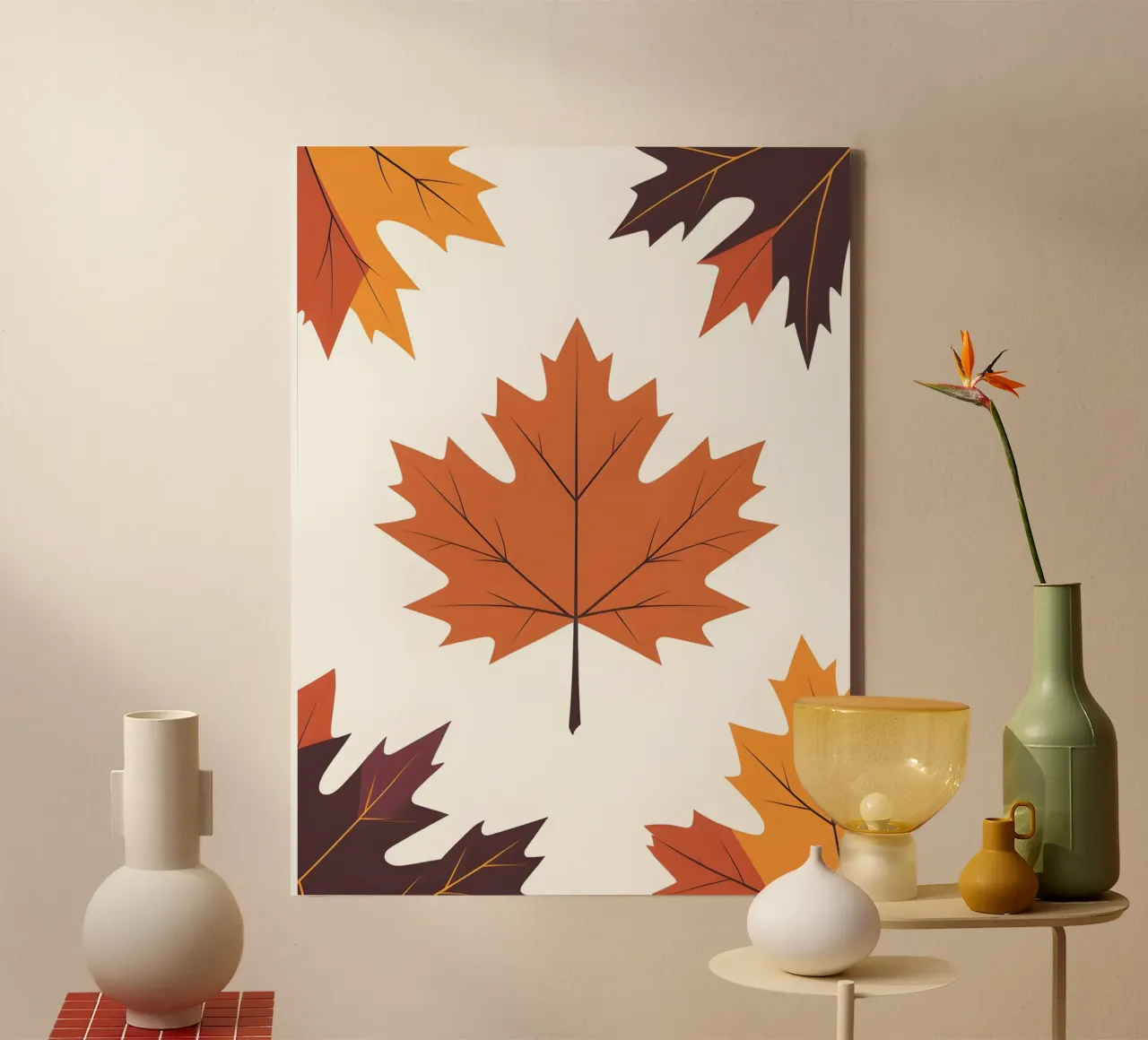 Autumn Maple Leaf canvas with Floater frame by The Green Room