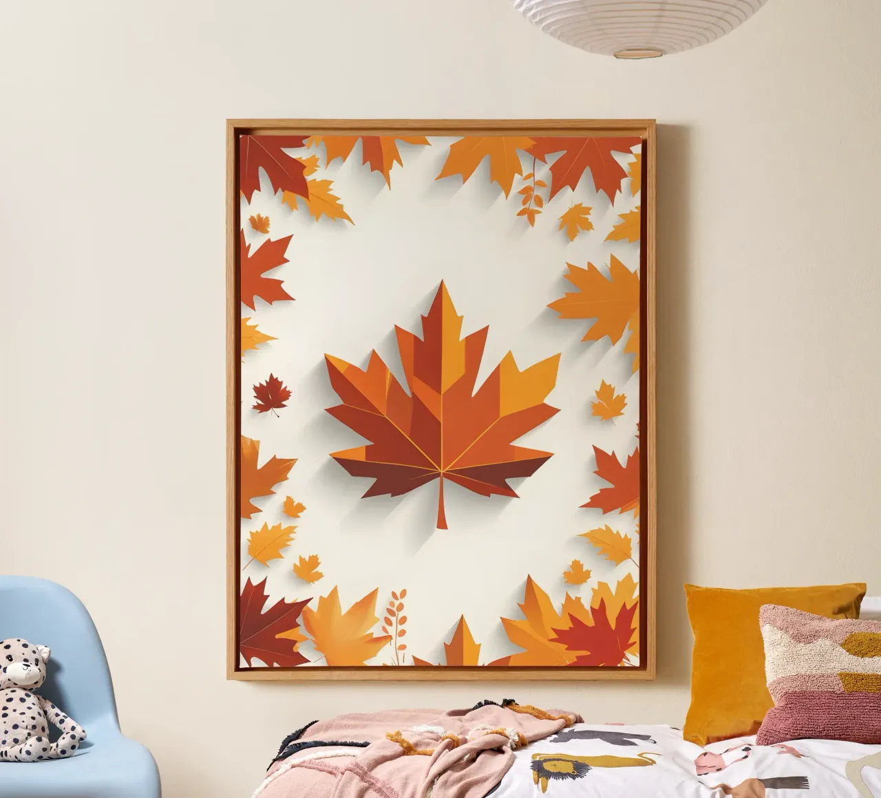 Autumn Maple Leaf canvas with Floater frame by The Green Room
