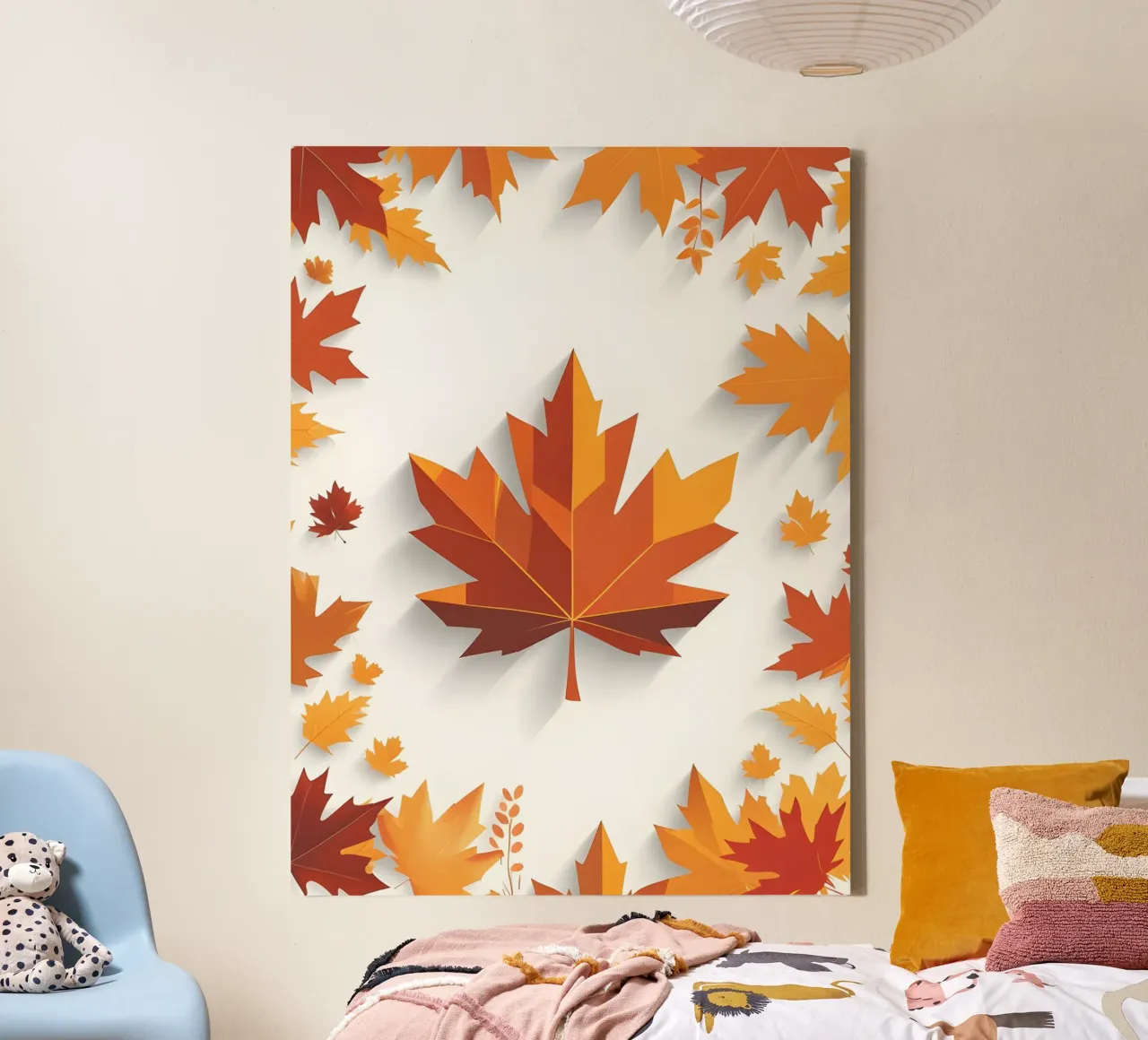 Autumn Maple Leaf canvas with Floater frame by The Green Room