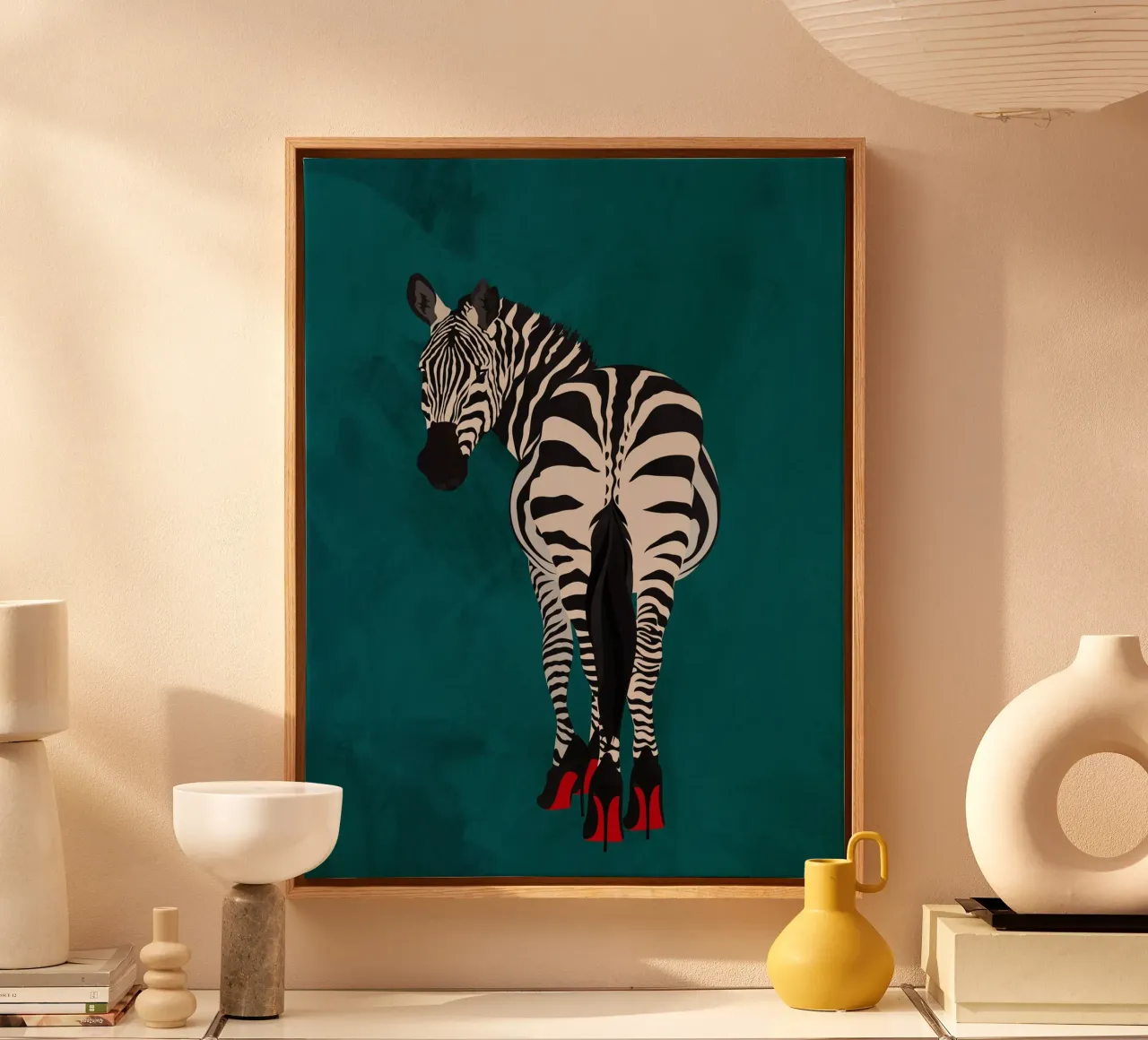 Zebra louboutin turquiose tela con Cornice a cassetta da SarahManovski