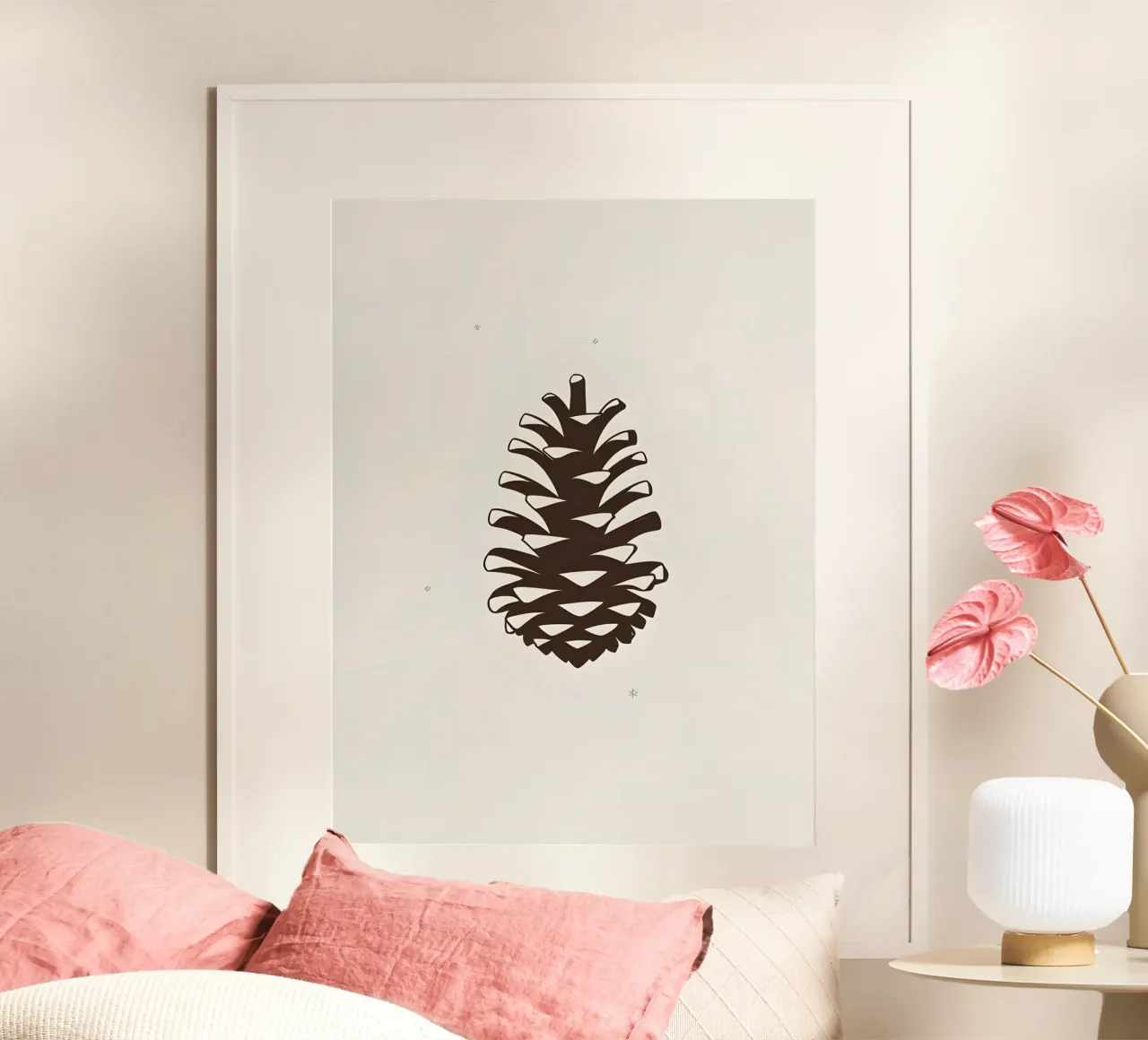 Pigna invernale poster con telaio in legno da The Green Room