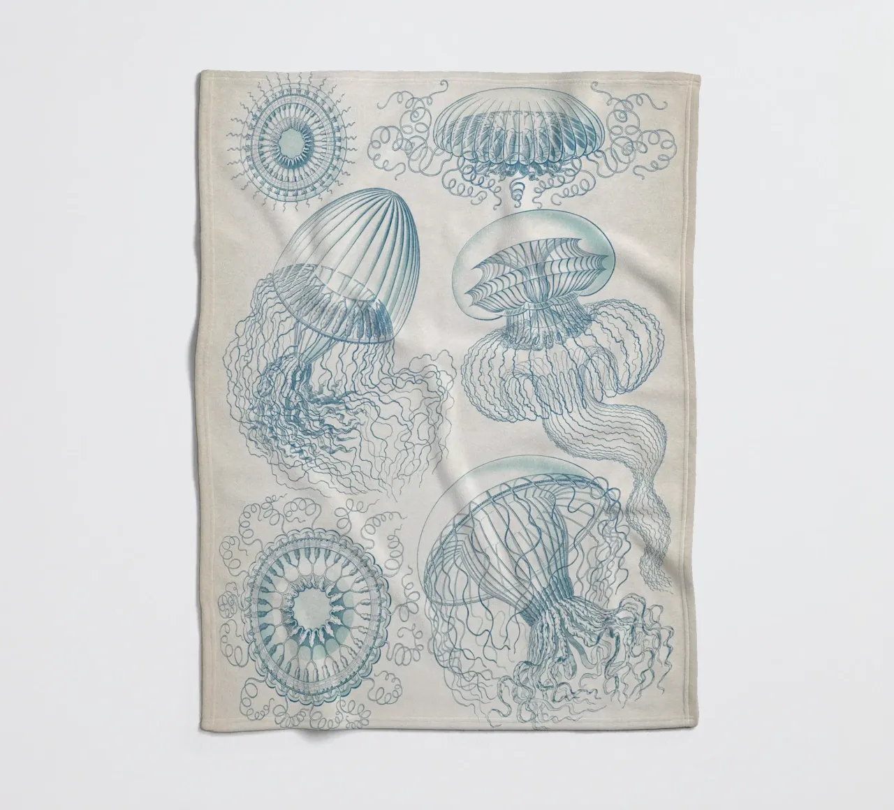 Vintage Haeckel 6 Tafel 36 Faltenquallen fleece blanket by Vintage Print Collection
