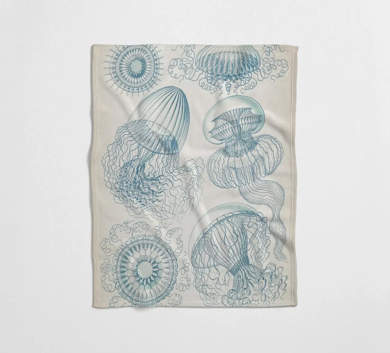 Vintage Haeckel 6 Tafel 36 Faltenquallen fleece blanket by Vintage Print Collection