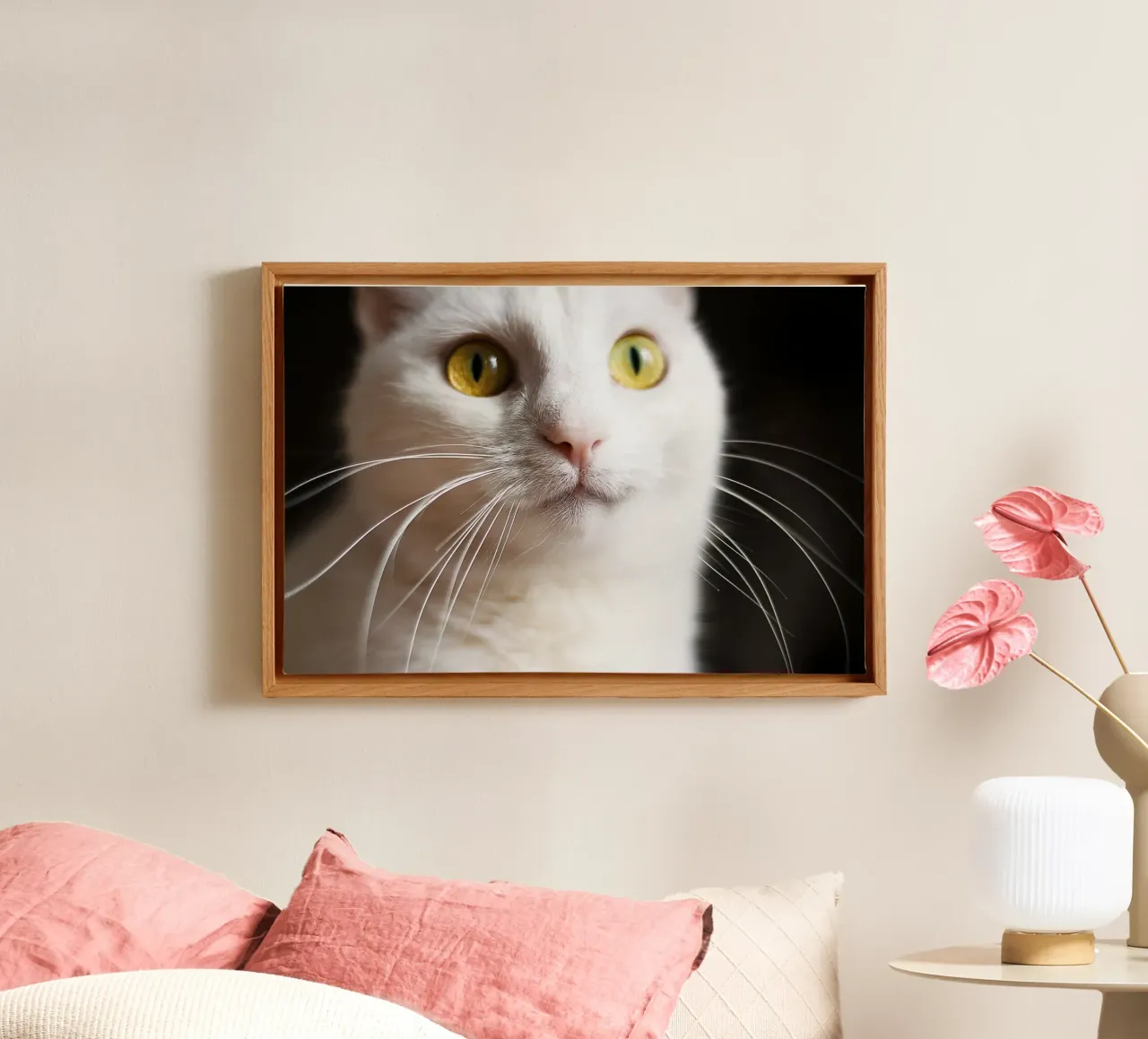 Cat Portrait Close-Up – Artistic Wall Print canvas with Floater frame by jay