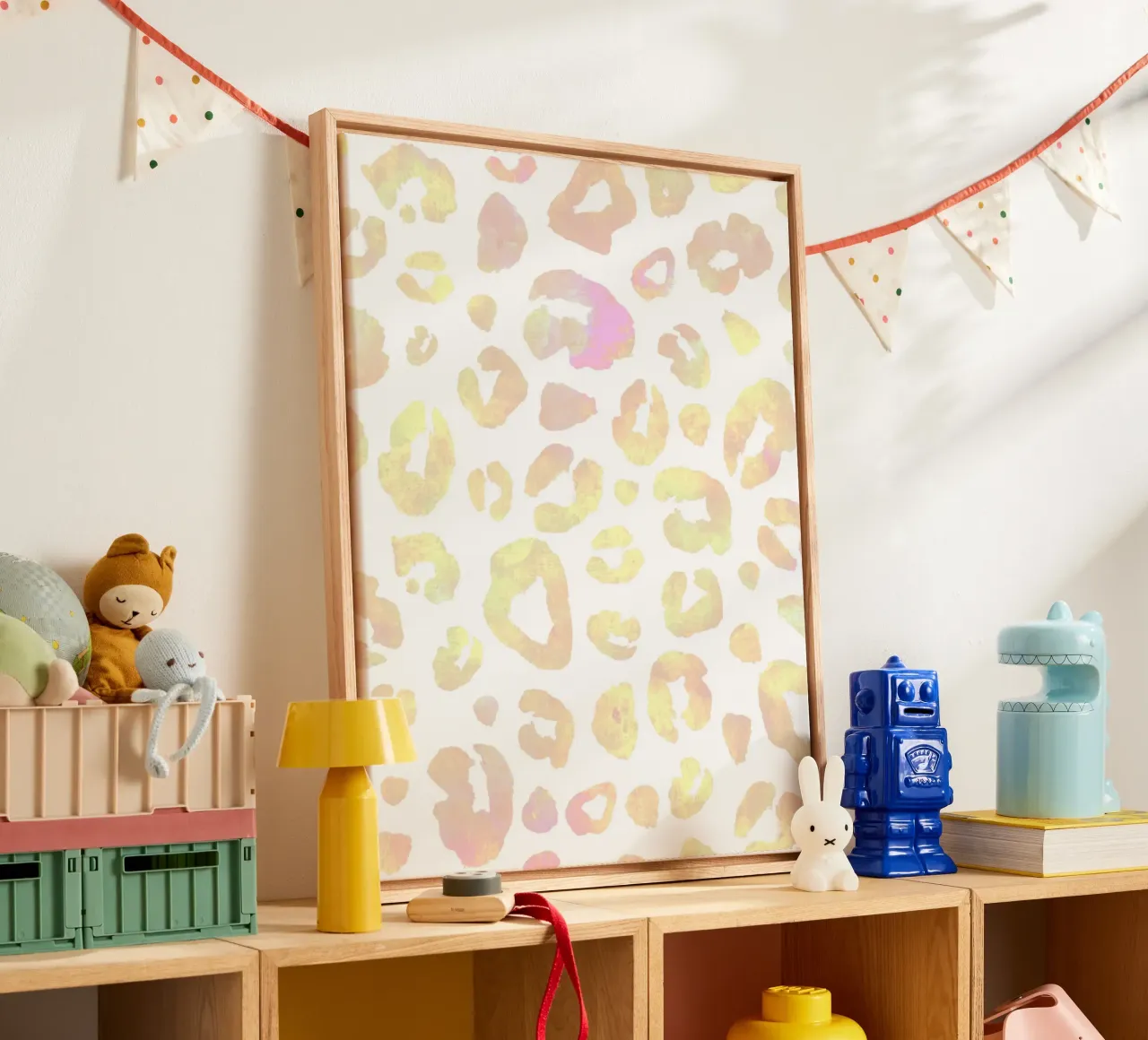 Luipaardprint, Kleurrijk beeld, Aura Muurkunst, Cadeau canvas met Baklijst van Dreamscape