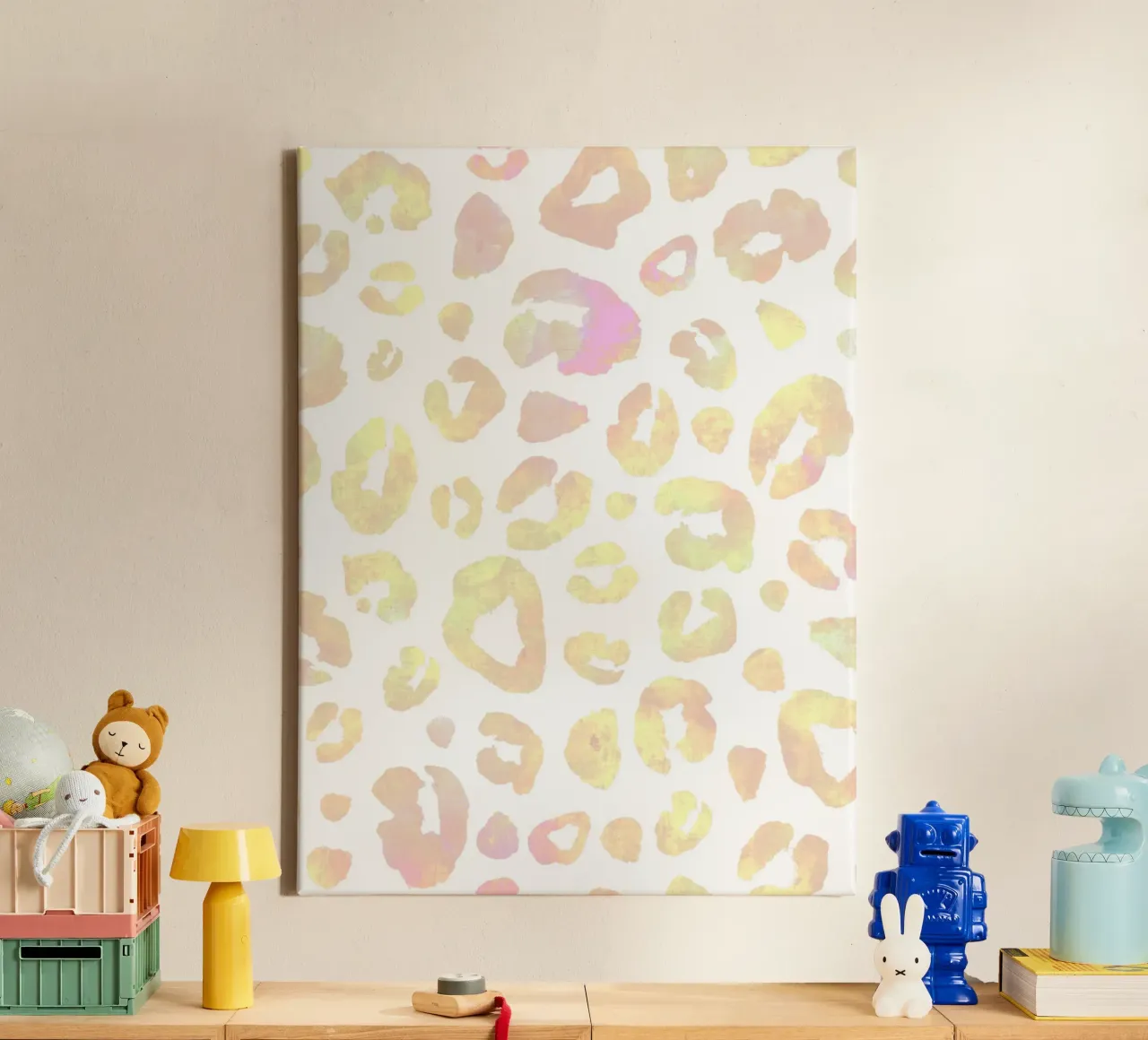 Luipaardprint, Kleurrijk beeld, Aura Muurkunst, Cadeau canvas met Baklijst van Dreamscape