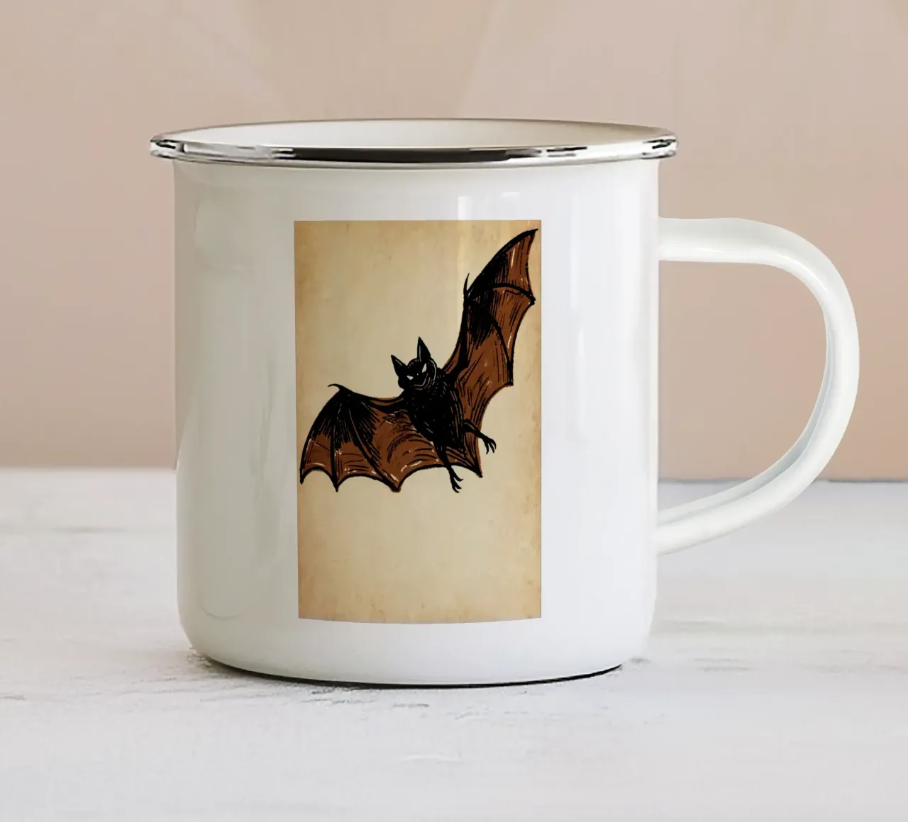 Pipistrello tazza in smalto da knowledge