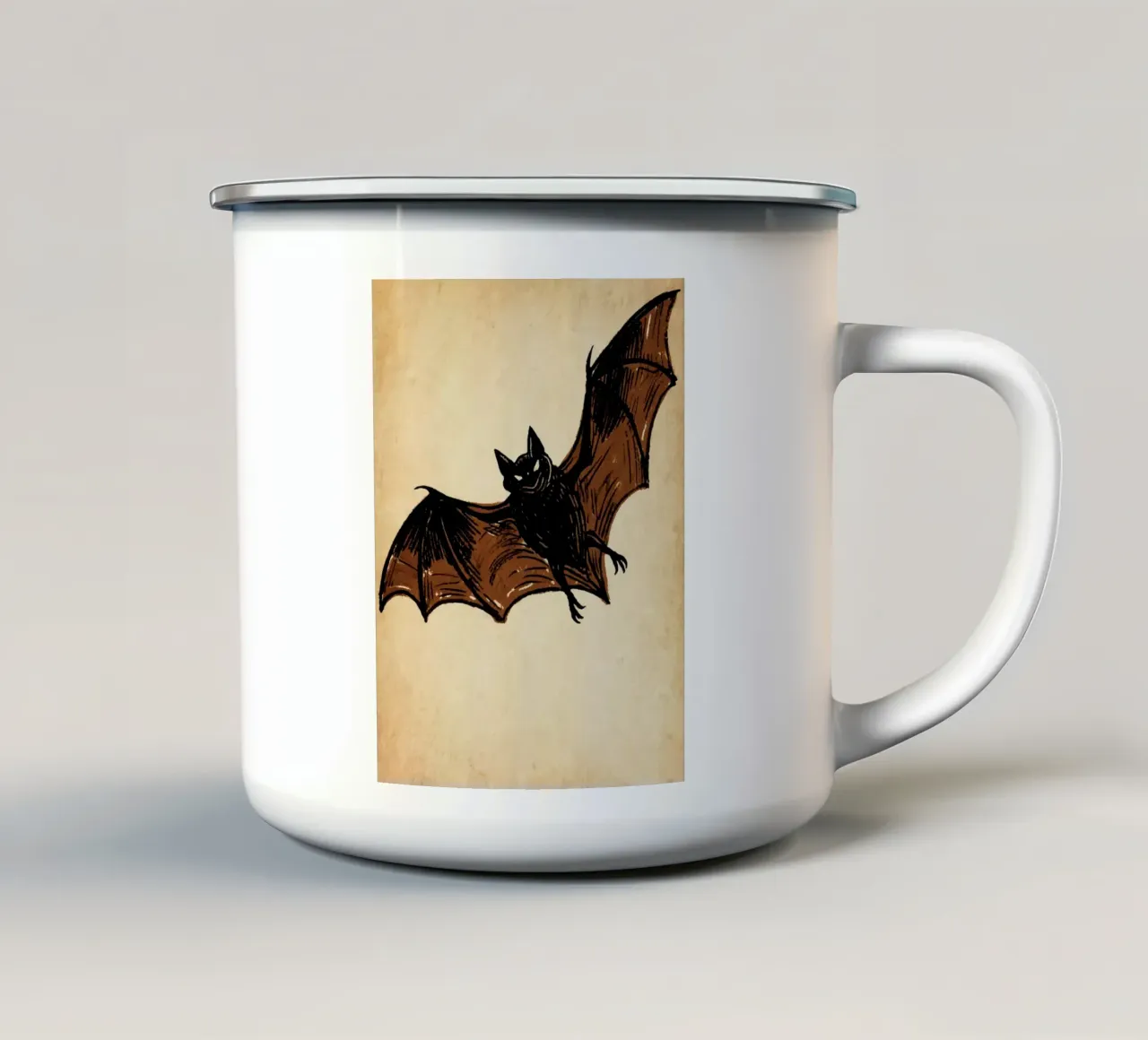 Pipistrello tazza in smalto da knowledge