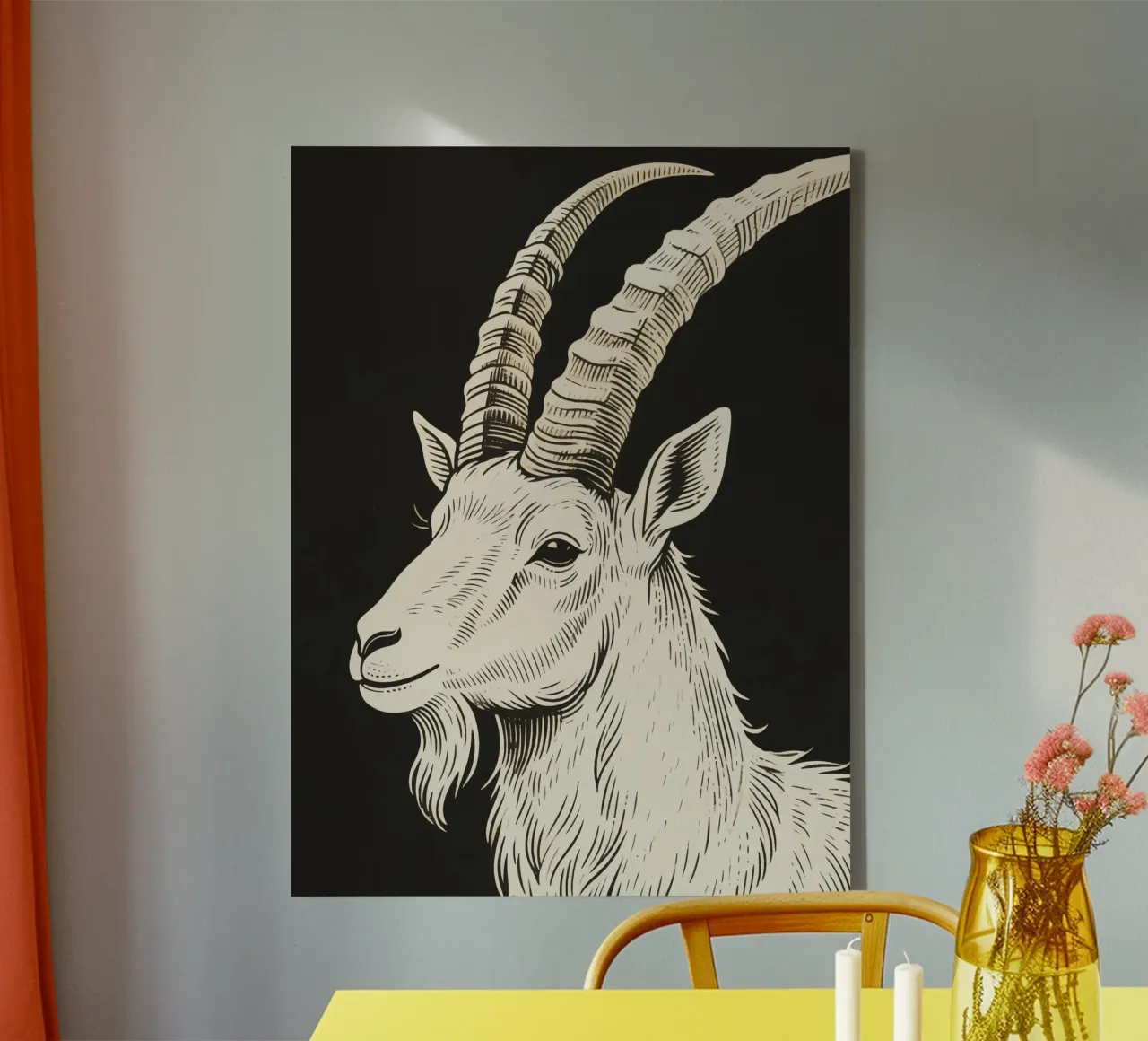 Steinbock Leinwand mit Schattenfugenrahmen von knowledge