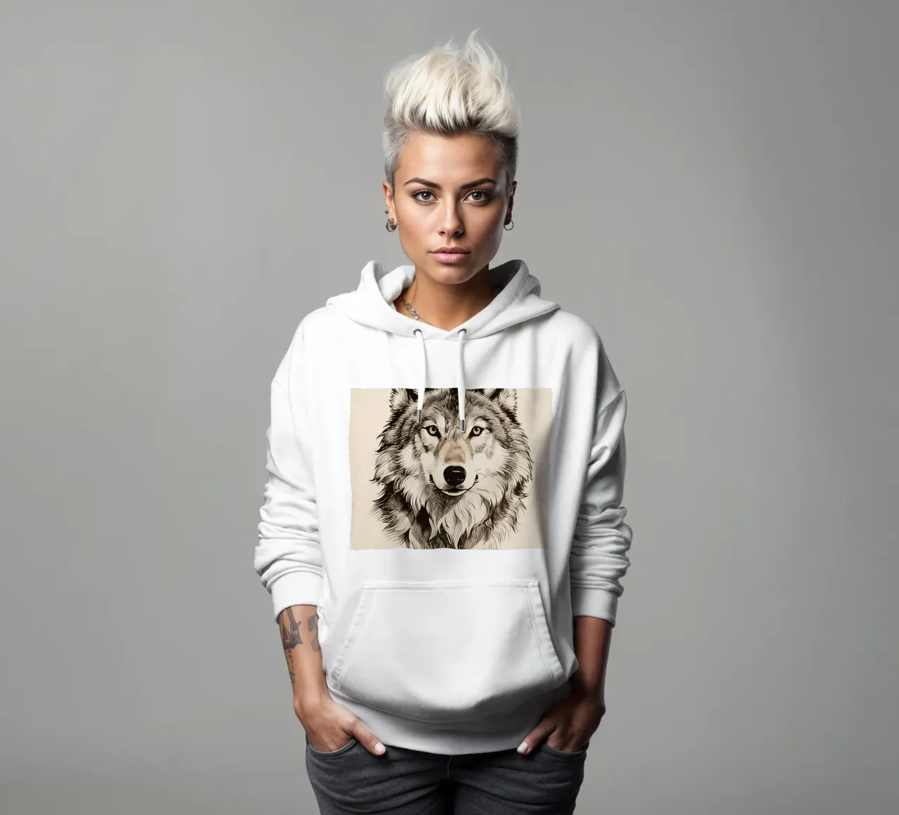 Lupo felpa con cappuccio da knowledge