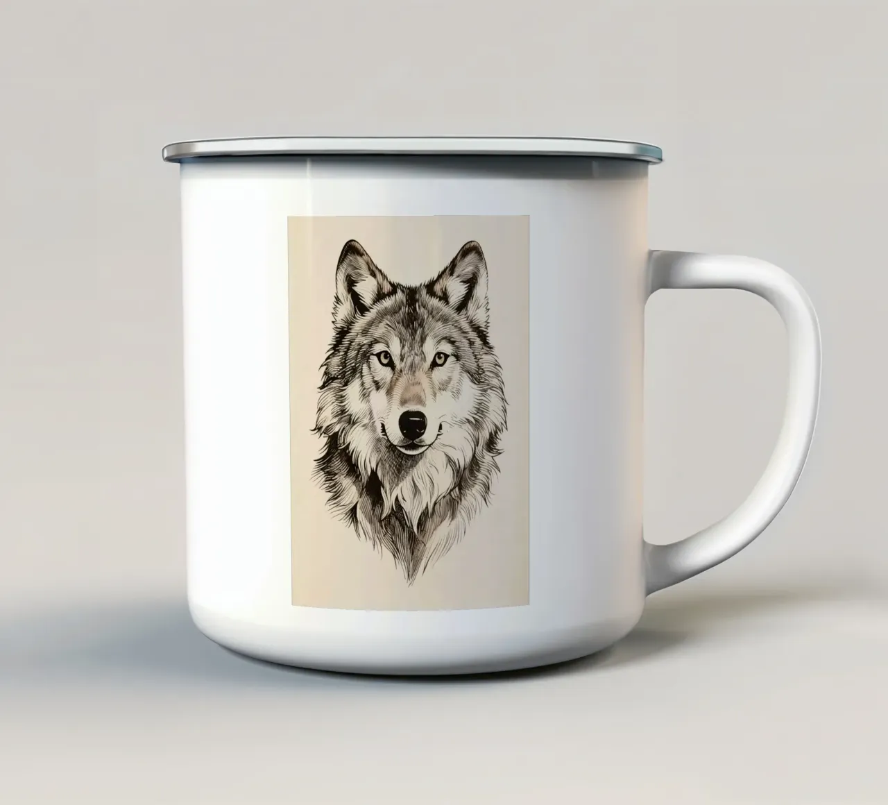 Lupo tazza in smalto da knowledge