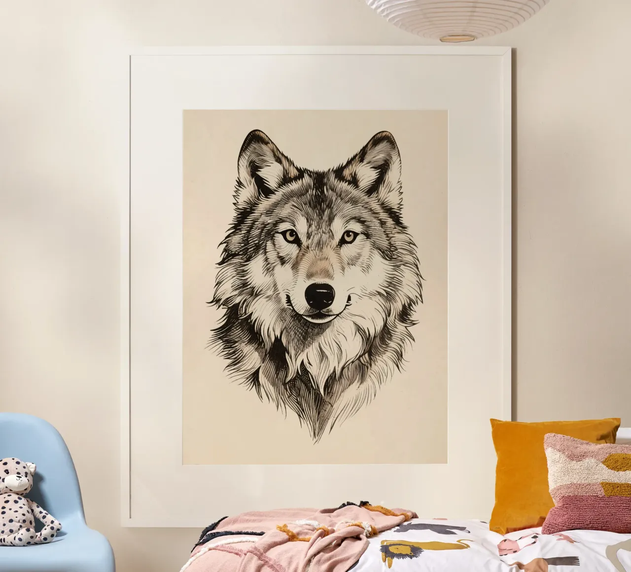 Lupo poster con telaio in legno da knowledge