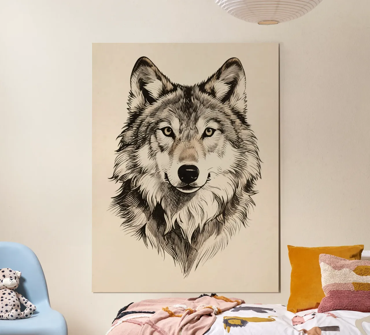 Lupo poster con telaio in legno da knowledge