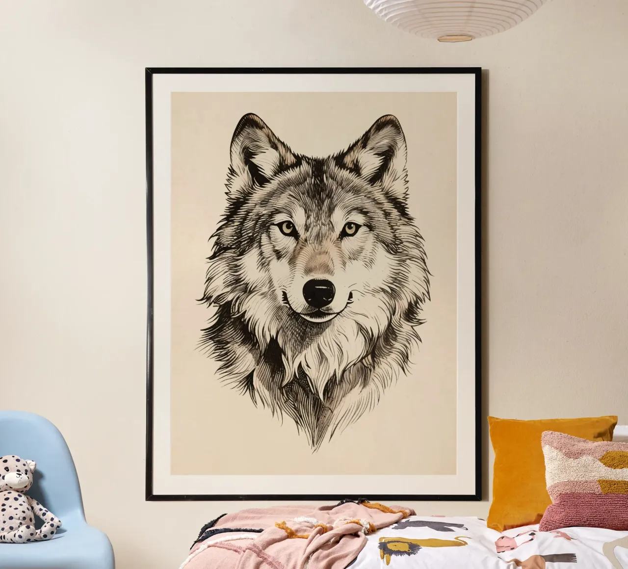 Lupo poster con telaio in legno da knowledge