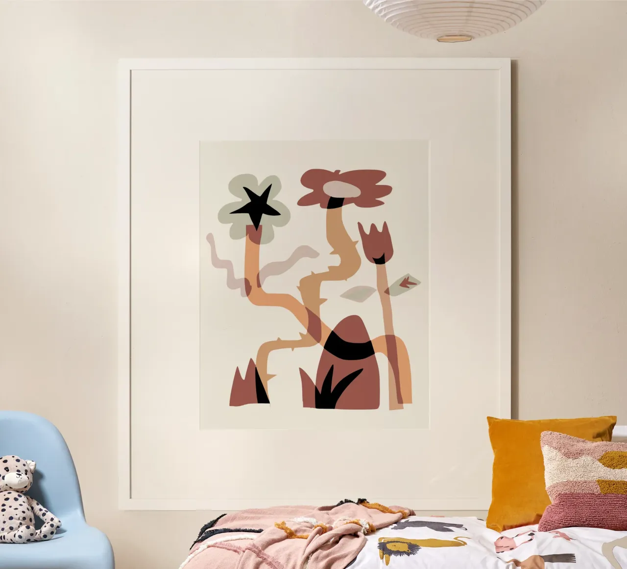 Fiore stravagante poster con telaio in legno da Little Dean