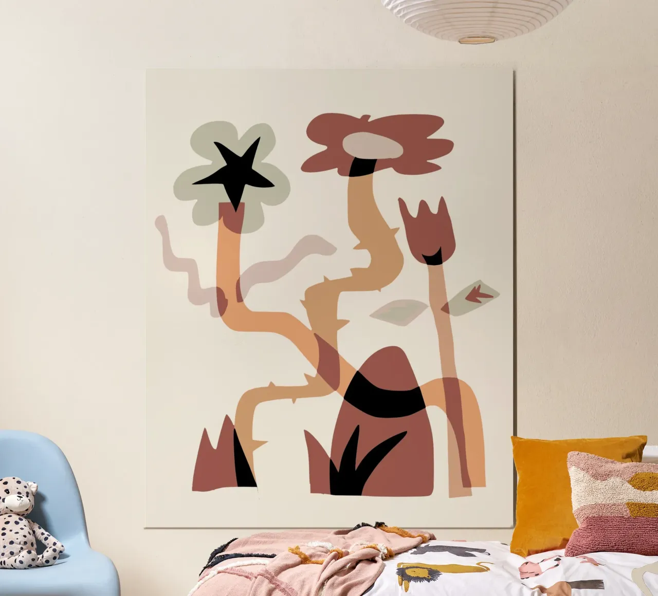 Fiore stravagante poster con telaio in legno da Little Dean