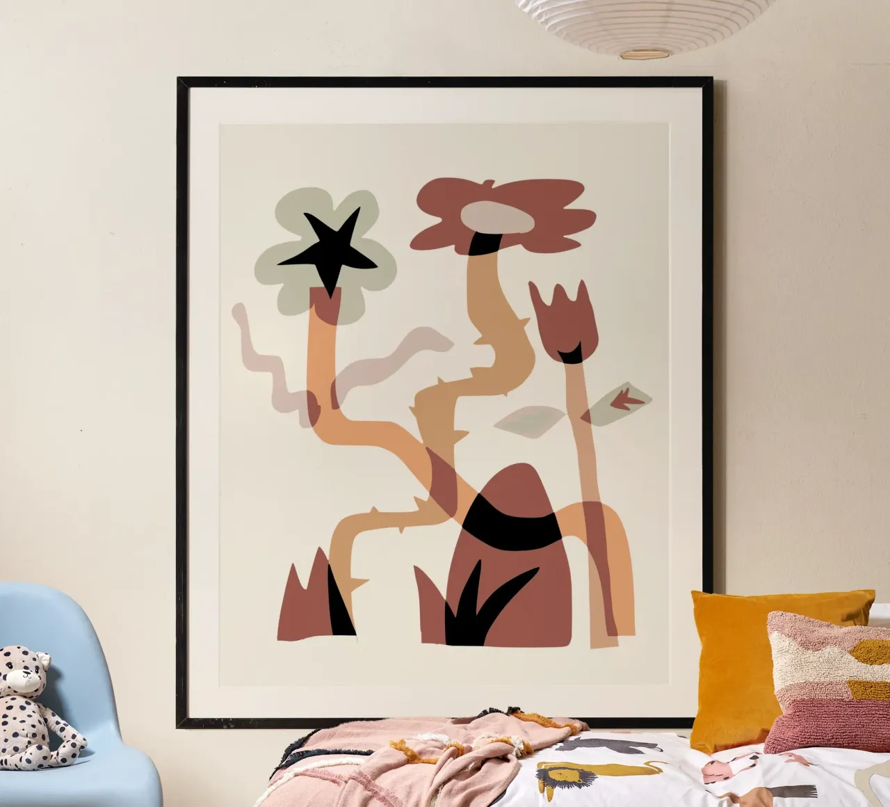 Fiore stravagante poster con telaio in legno da Little Dean