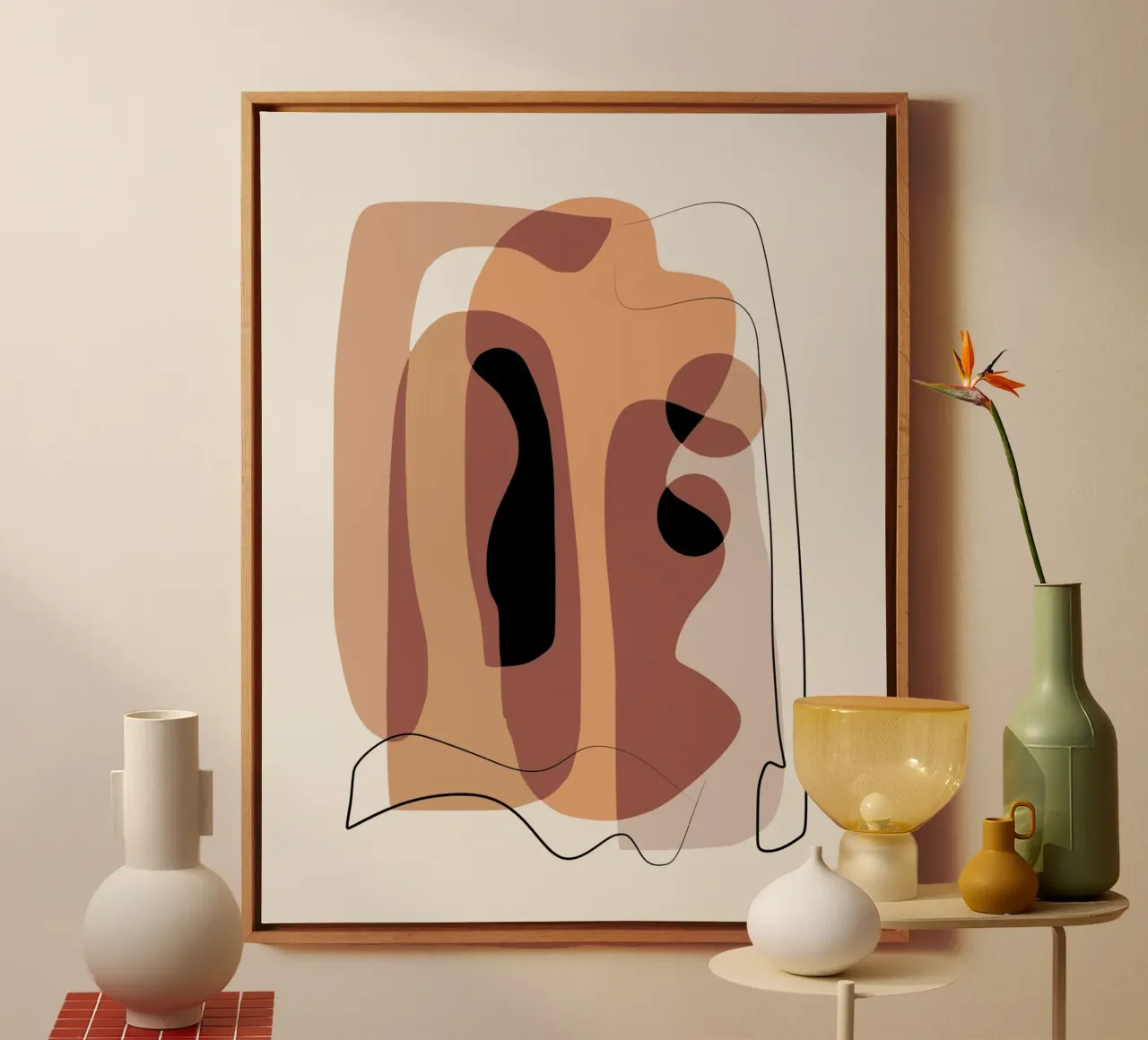 Beige mash up 02 tela con Cornice a cassetta da Little Dean