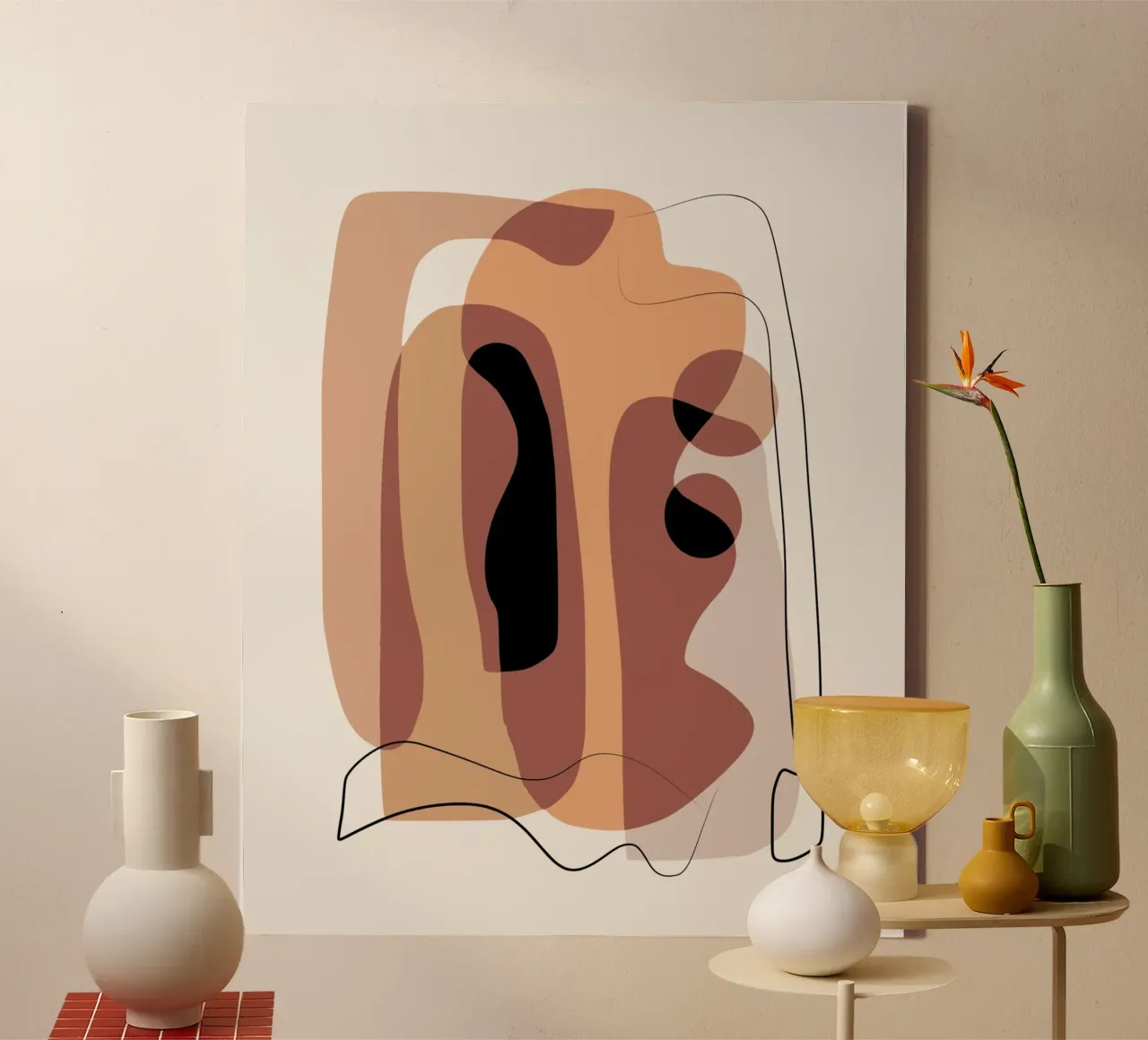 Beige mash up 02 tela con Cornice a cassetta da Little Dean