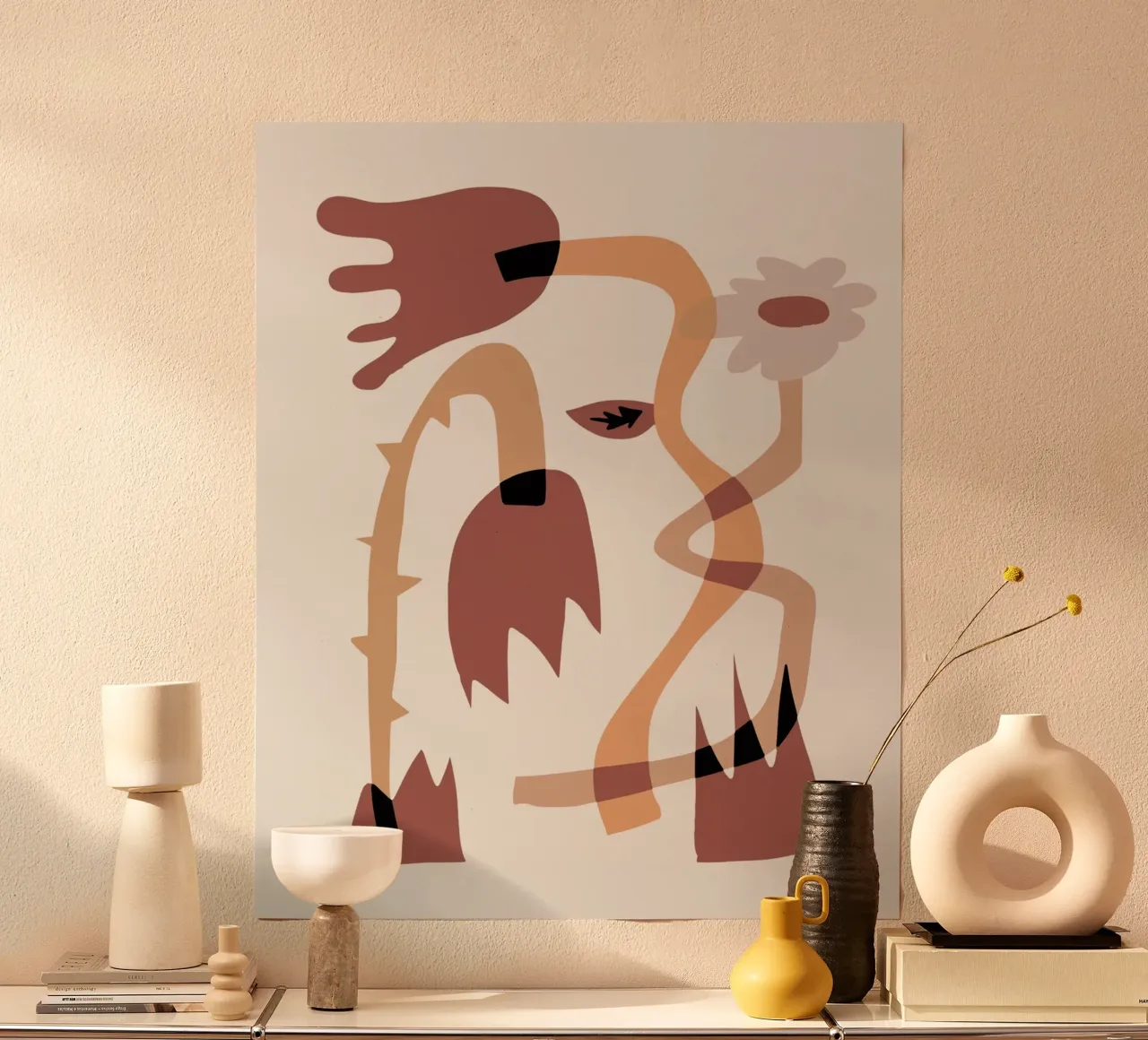 Fiore stravagante 03 poster con telaio in legno da Little Dean