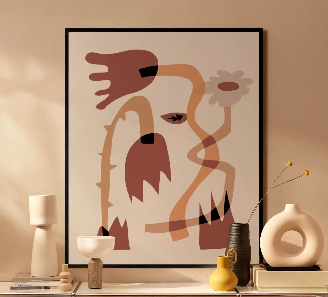 Fiore stravagante 03 poster con telaio in legno da Little Dean