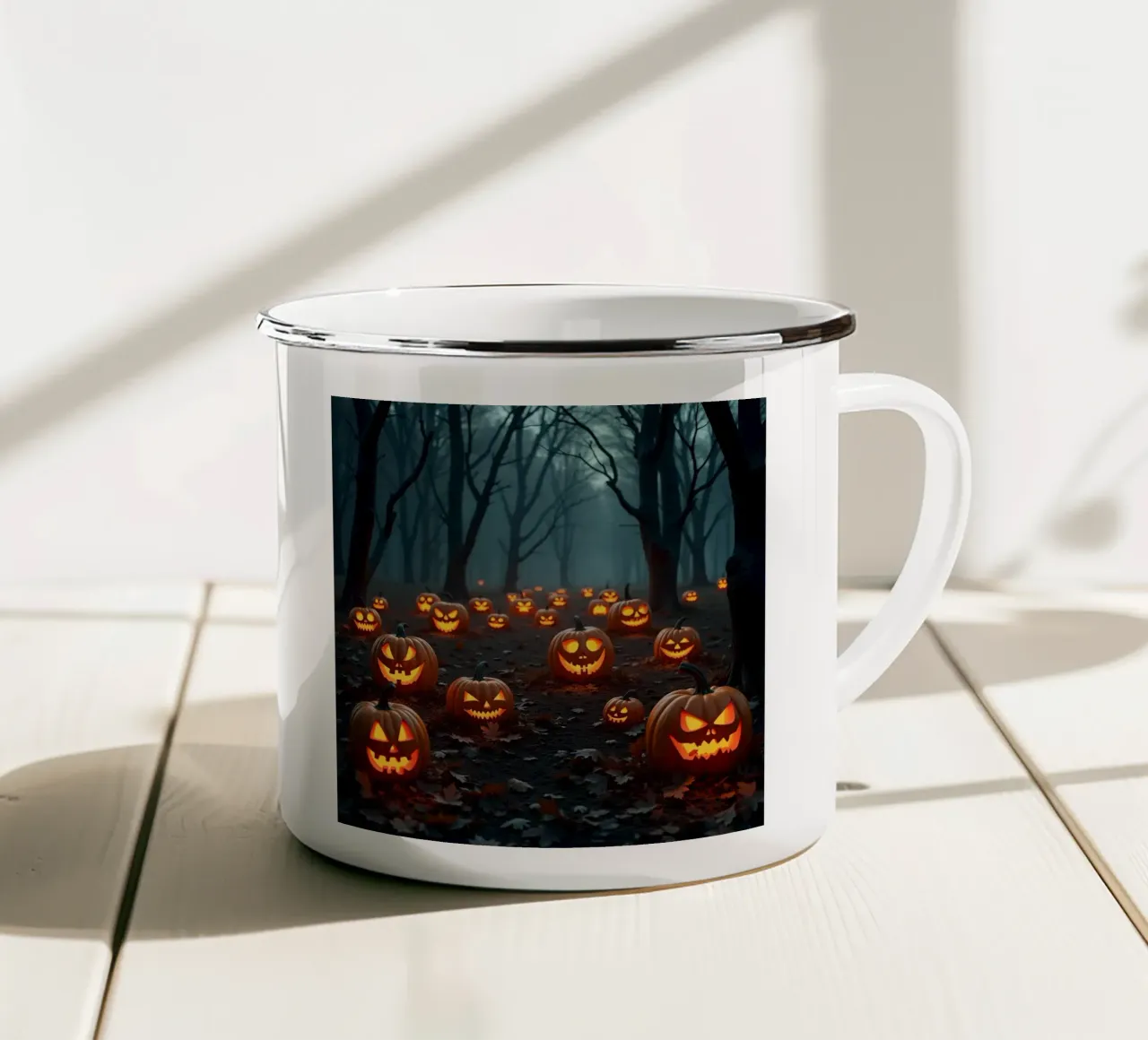 Halloween_zucche nel bosco_4 tazza in smalto da Fantasie & Mystikwelten by LK
